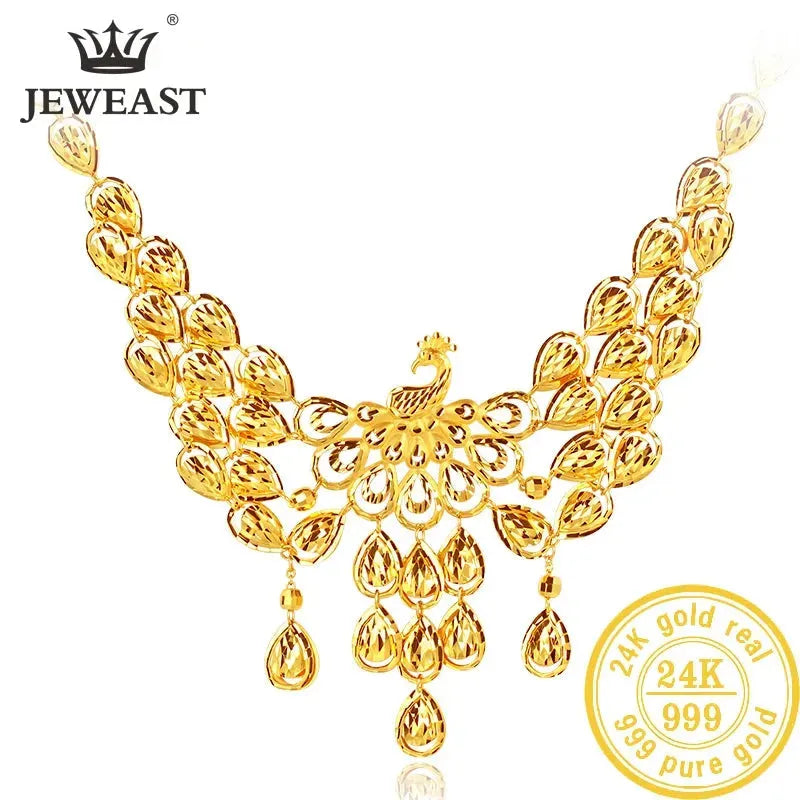 24K Pure Gold Necklace - Real AU 999 Solid Gold Chain for Women, Classic & Trendy Fine Jewelry Gift for Birthday, Anniversary, Party & Special Occasions - 2023 New Arrival
