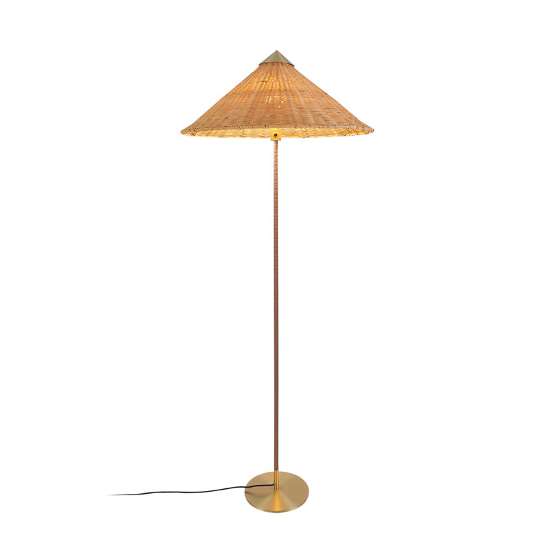 Modern Chinese Hat Floor Lamp - Stylish Rattan Shade for Living Room, Bedroom & Office Decor - Perfect for Cozy Ambiance and Reading Nook Lighting