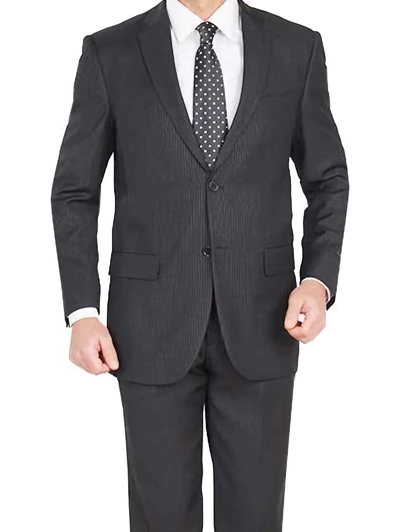 Modern Fit 2-Piece Pinstripe Suit for Men - Slim Black Business Suit with 2-Button Jacket | Perfect for Office, Weddings & Formal Events