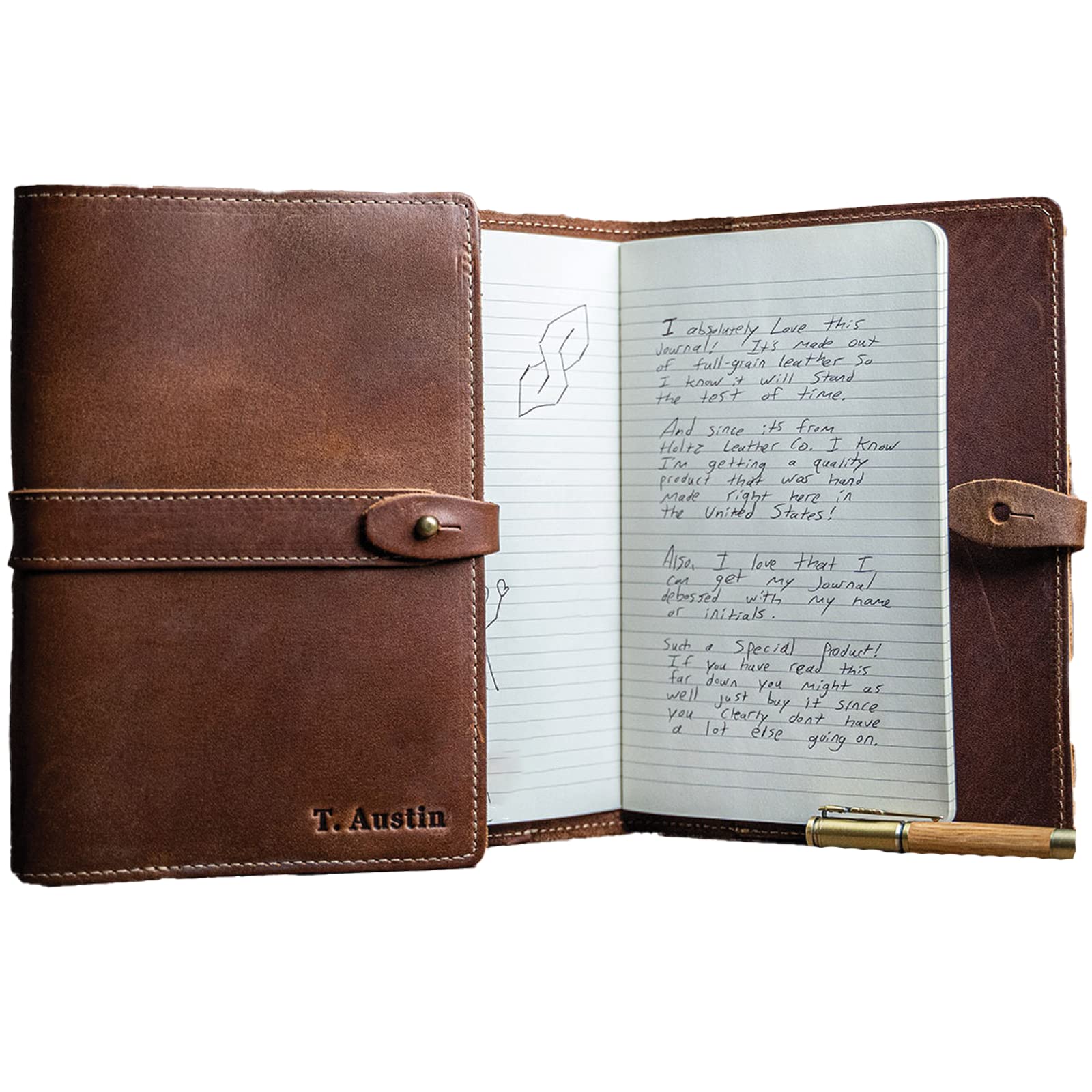 The Inventor Personalized Fine Leather Journal - Brown Handmade Writing Notebook for Men & Women - Perfect for Journaling, Sketching, and Gift Giving