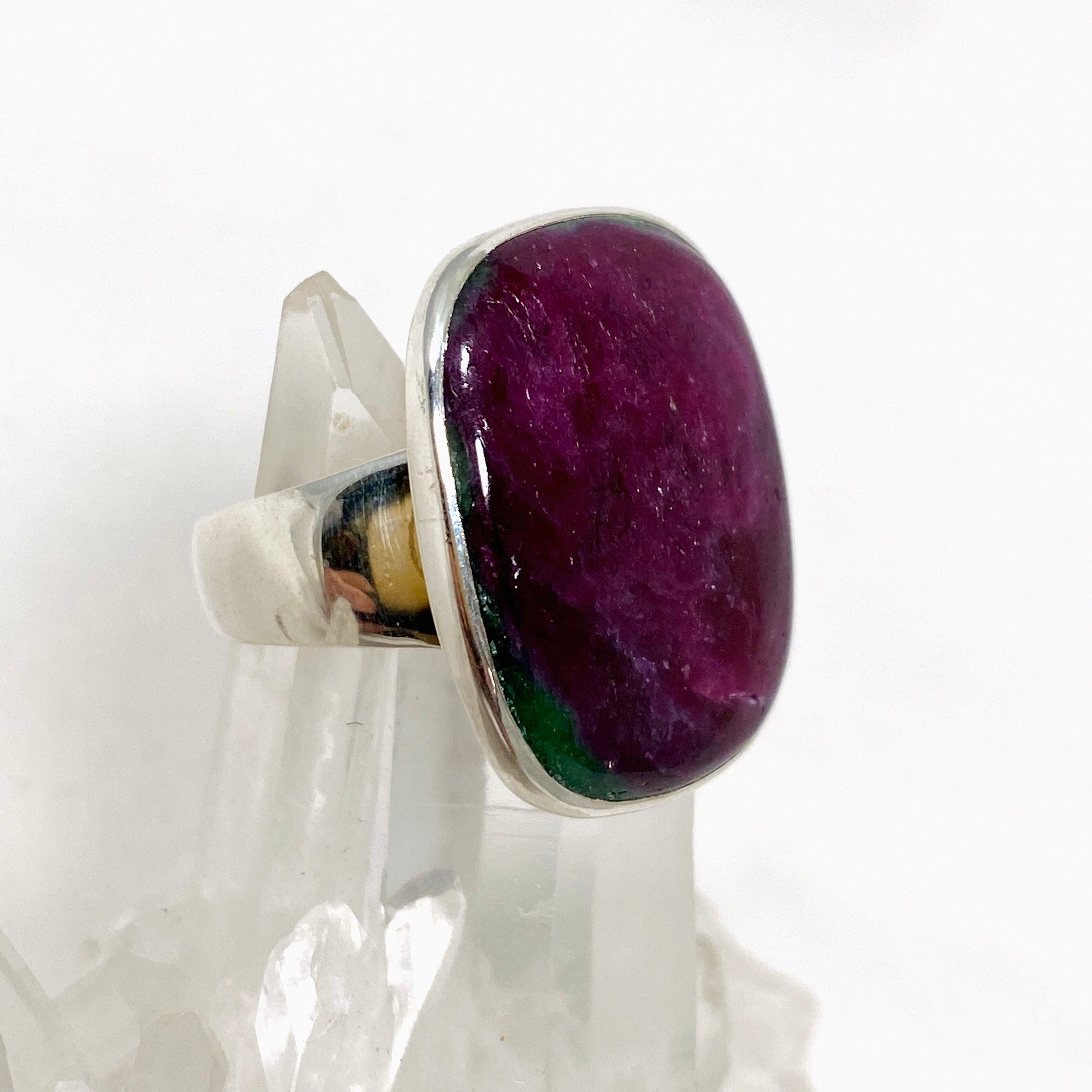 Natural Ruby in Zoisite Sterling Silver Rectangle Ring - Size 11 for Women | Elegant Gemstone Jewelry Gift for Birthday, Anniversary & Special Occasions