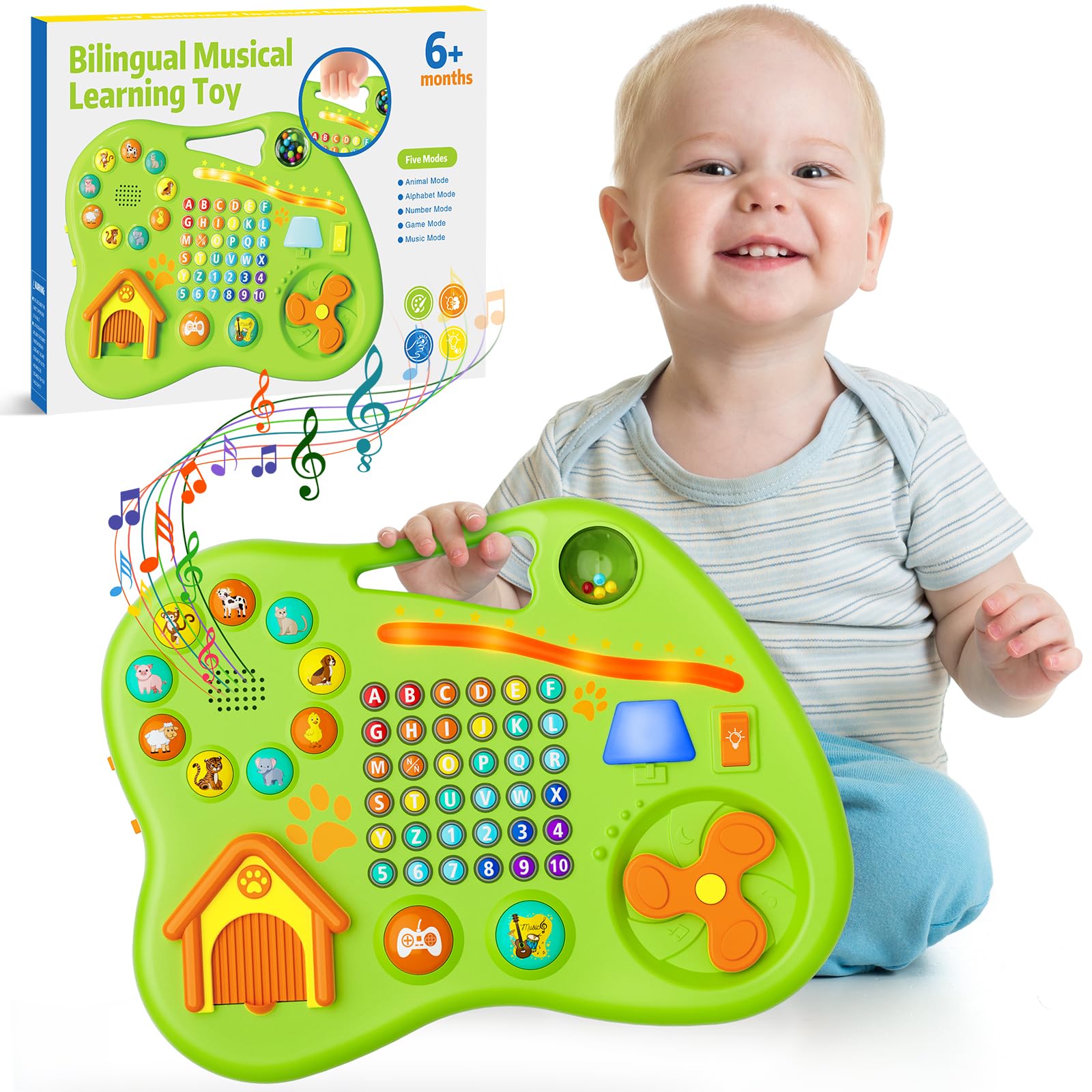 Bilingual Montessori Learning Toys for 1 Year Old Boys & Girls - Educational Baby Toys 12-18 Months | First Birthday & Christmas Gift for Toddlers Age 1-2 | Perfect for Early Childhood Development & Sensory Play