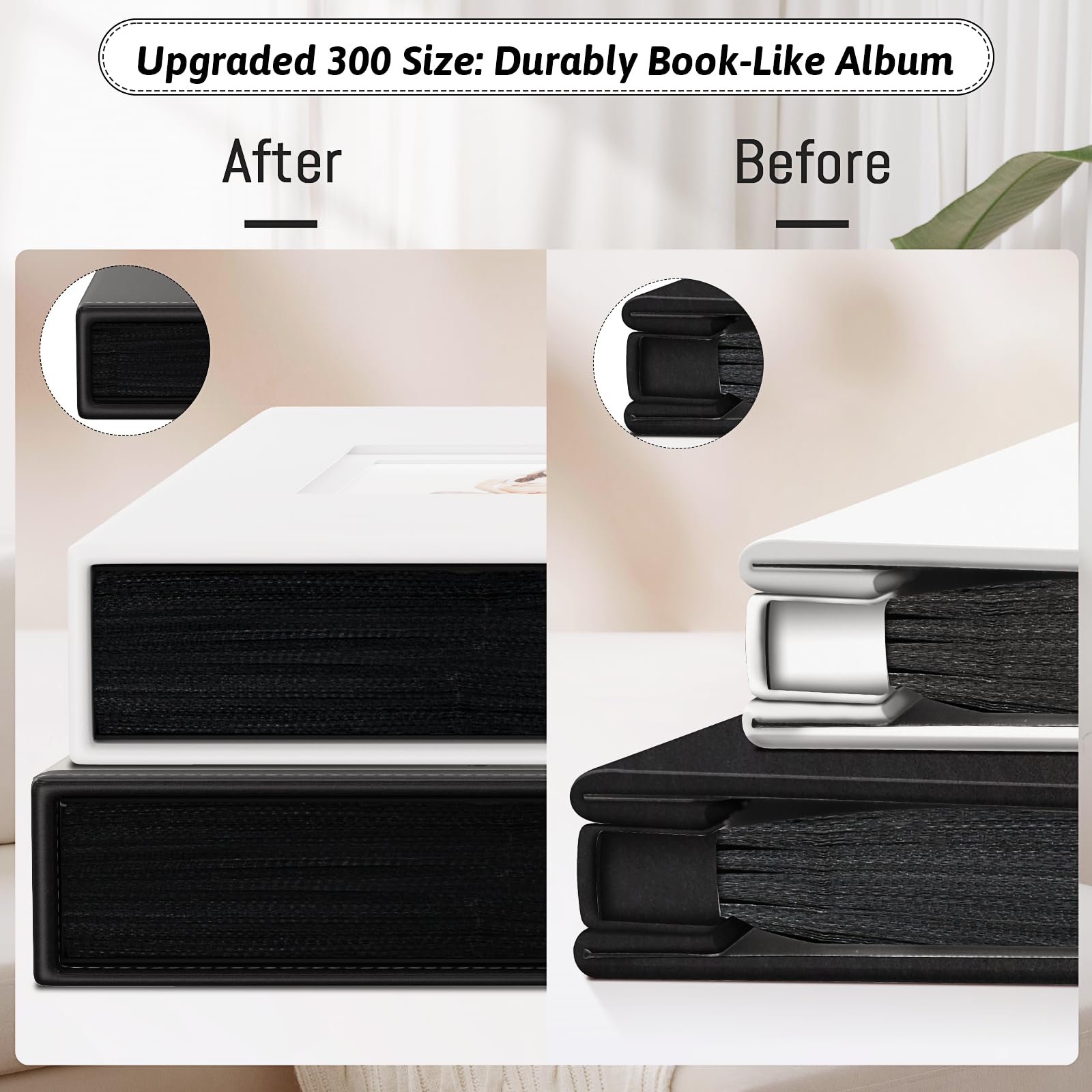 Popotop 4x6 Photo Album with 300 Pockets - Leather Hardcover Photo Book for 4x6 Pictures, 50 Pages | Perfect for Family Memories, Travel Photos, Wedding Albums & Baby Gifts