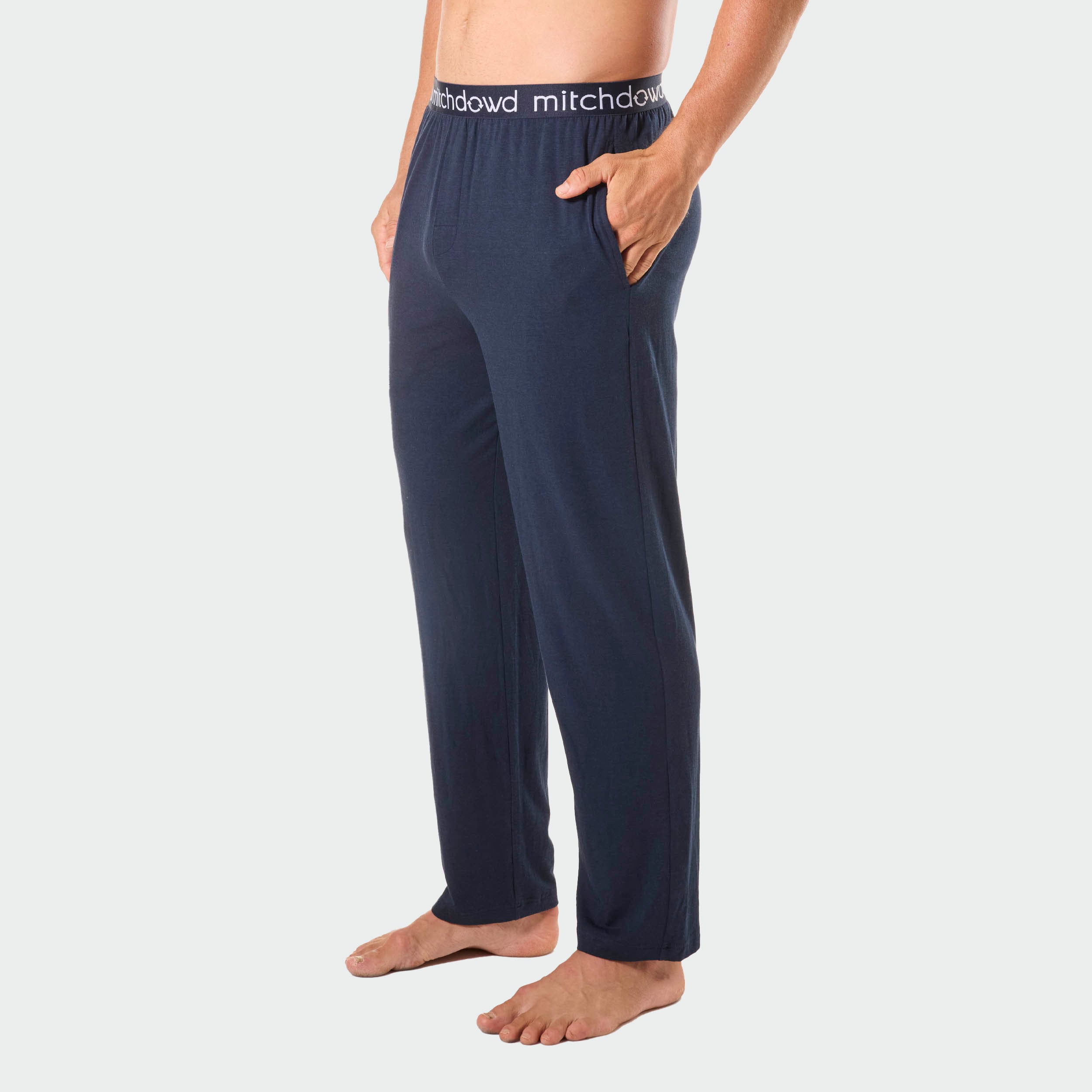 Men's Soft Bamboo Knit Sleep Pants - Navy Blue | Comfortable Lounge Pajama Bottoms for Relaxing at Home & Travel
