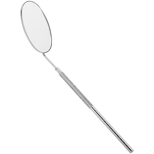 FOMIYES Stainless Steel Oval Makeup Mirror for Eyelash Extensions - Professional Lash Extension Mirror with Stand - Perfect for Salon, Home & Travel Use (Silver)