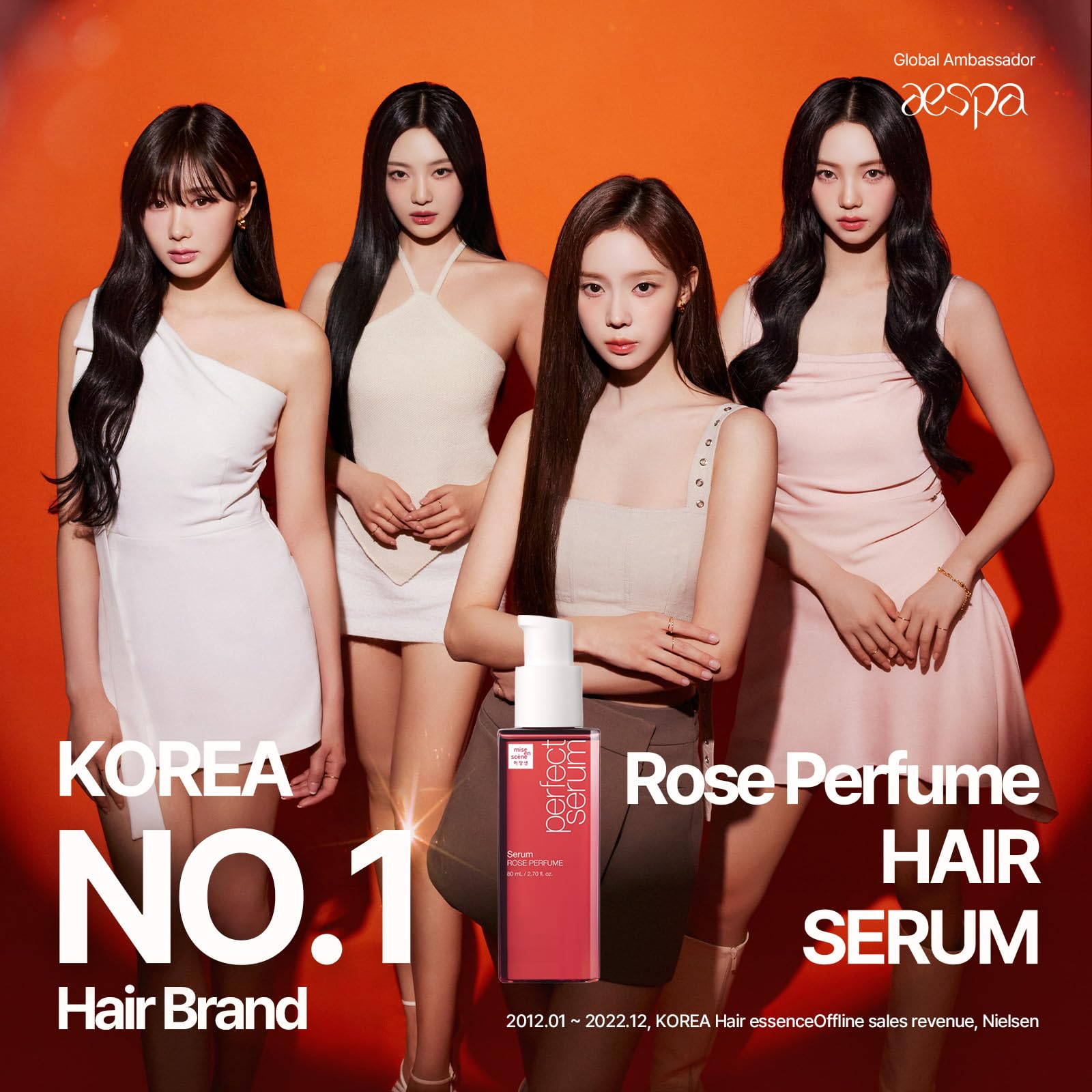 Mise En Scene Perfect Rose Perfume Serum - Korean Hair Essence with Natural Rose Fragrance & Argan Oil for Damaged Hair Repair, 2.7 fl oz | Hydrating Leave-in Treatment for Dry, Frizzy Hair | Daily Hair Care & Styling Essential