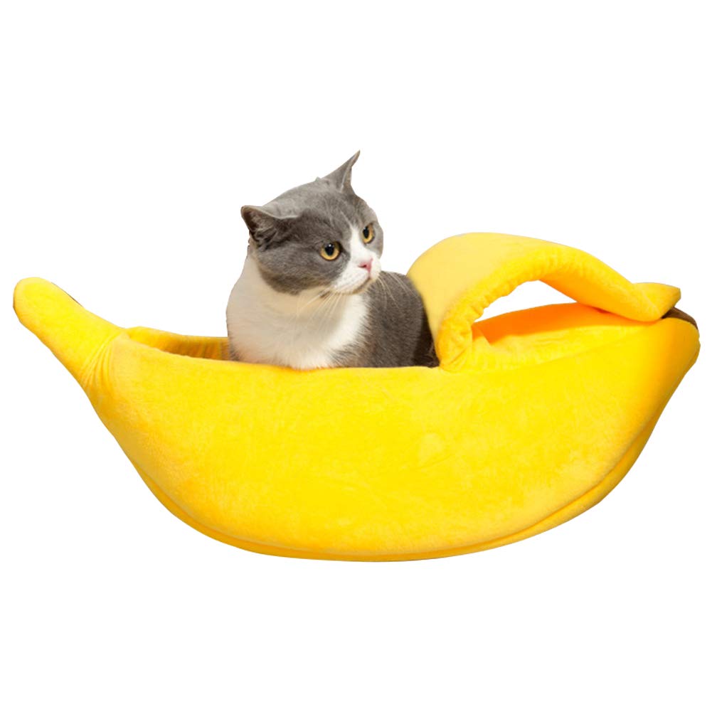 Premium Pet Warm Nest Banana Boat Soft Bed for Cats & Dogs - Cozy Yellow Cat House in XL Size - Perfect for Indoor Comfort & Winter Warmth