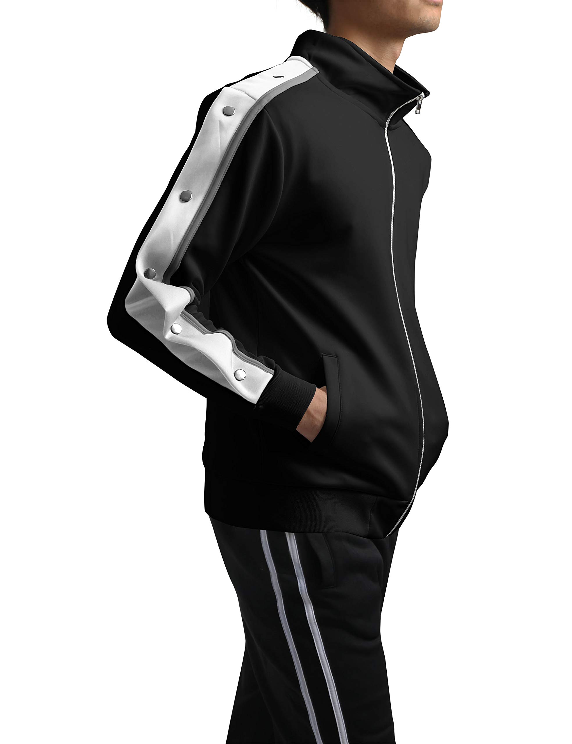 Men's Lightweight Bomber Jacket - Stretchable Slim Fit Track Coat with Button Sleeve Accents & Full Zip | Perfect for Casual Wear, Gym, Running & Outdoor Activities