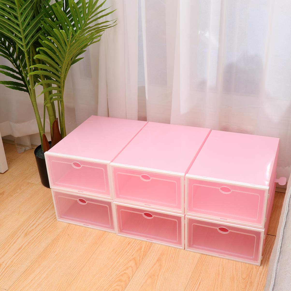 DOITOOL 6-Pack Clear Plastic Shoe Storage Boxes with Lids - Stackable Shoe Organizer for Men & Women - Sports Shoe Rack Containers for Closet, Bedroom, Entryway Organization