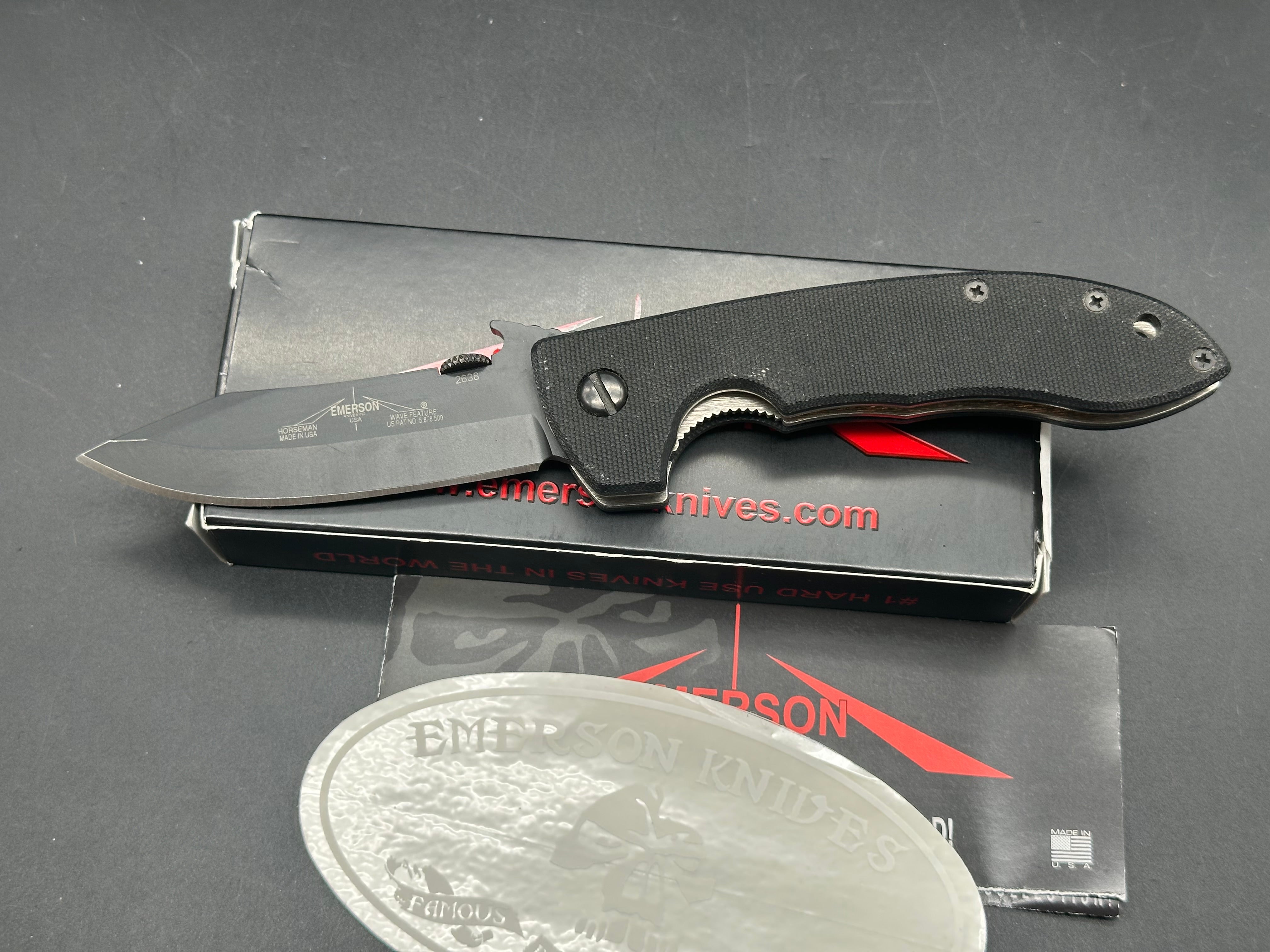 Emerson Knives Mini CQC-8 Folding Pocket Knife - High Carbon Stainless Steel Blade, G10 Handle for EDC, Camping, Hunting & Outdoor Survival