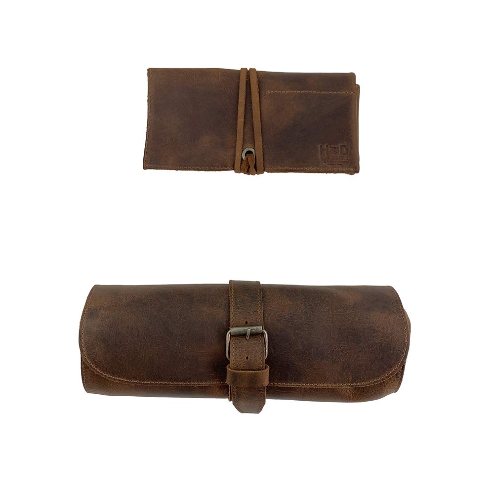 Hide & Drink Rustic Leather Travel Watch Organizer & Cylinder Watch Case - Handmade Leather Watch Storage for Men & Women - Perfect for Travel, Business Trips & Watch Collection Display