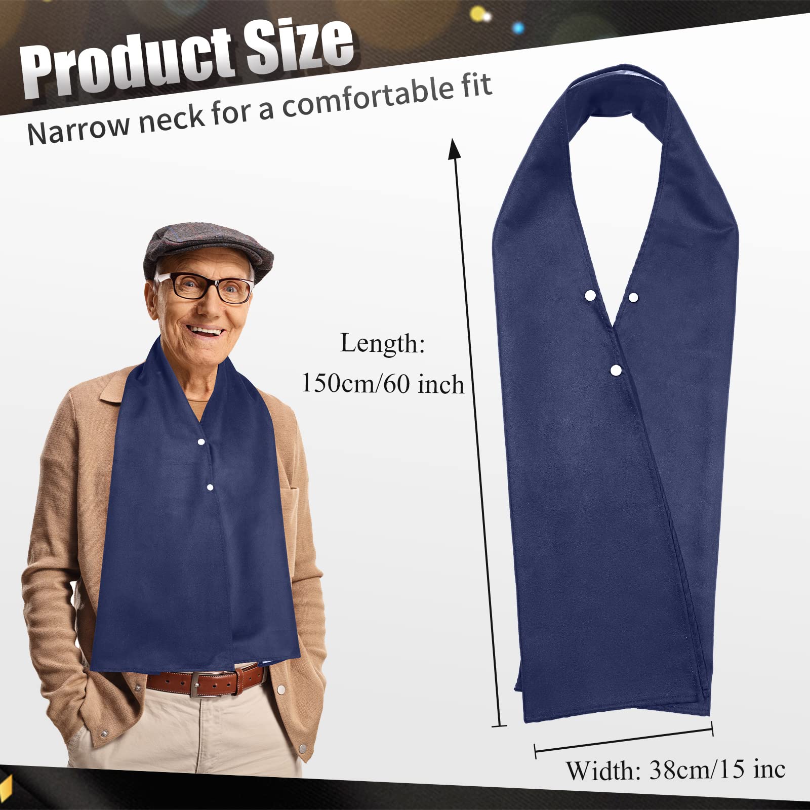 Washable & Reusable Adult Bib Scarf - Dining Clothing Protector for Elderly, Seniors, Men & Women - Perfect for Mealtime, Travel & Nursing Care