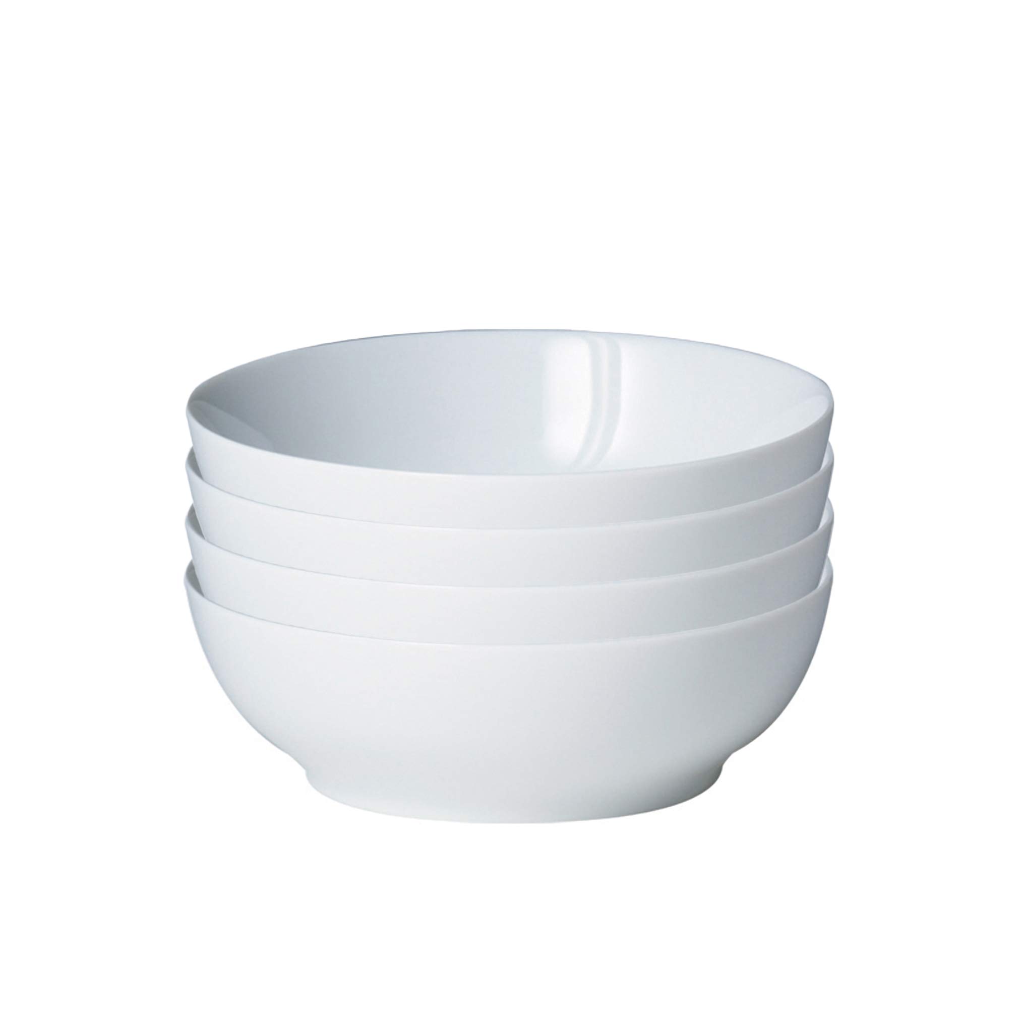 Denby 4-Piece Cereal Bowl Set - White Neutral Stoneware Bowls for Breakfast, Soup & Salad - Perfect for Everyday Dining & Entertaining