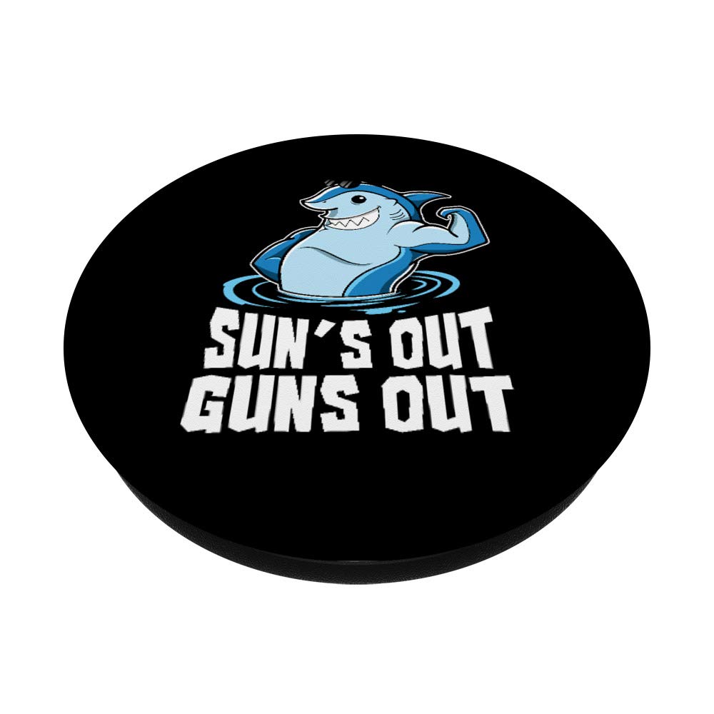 Funny Muscular Shark Gym Tank Top - Sun's Out Guns Out Workout Shirt for Men - Perfect for Fitness, Bodybuilding & Beach Outings
