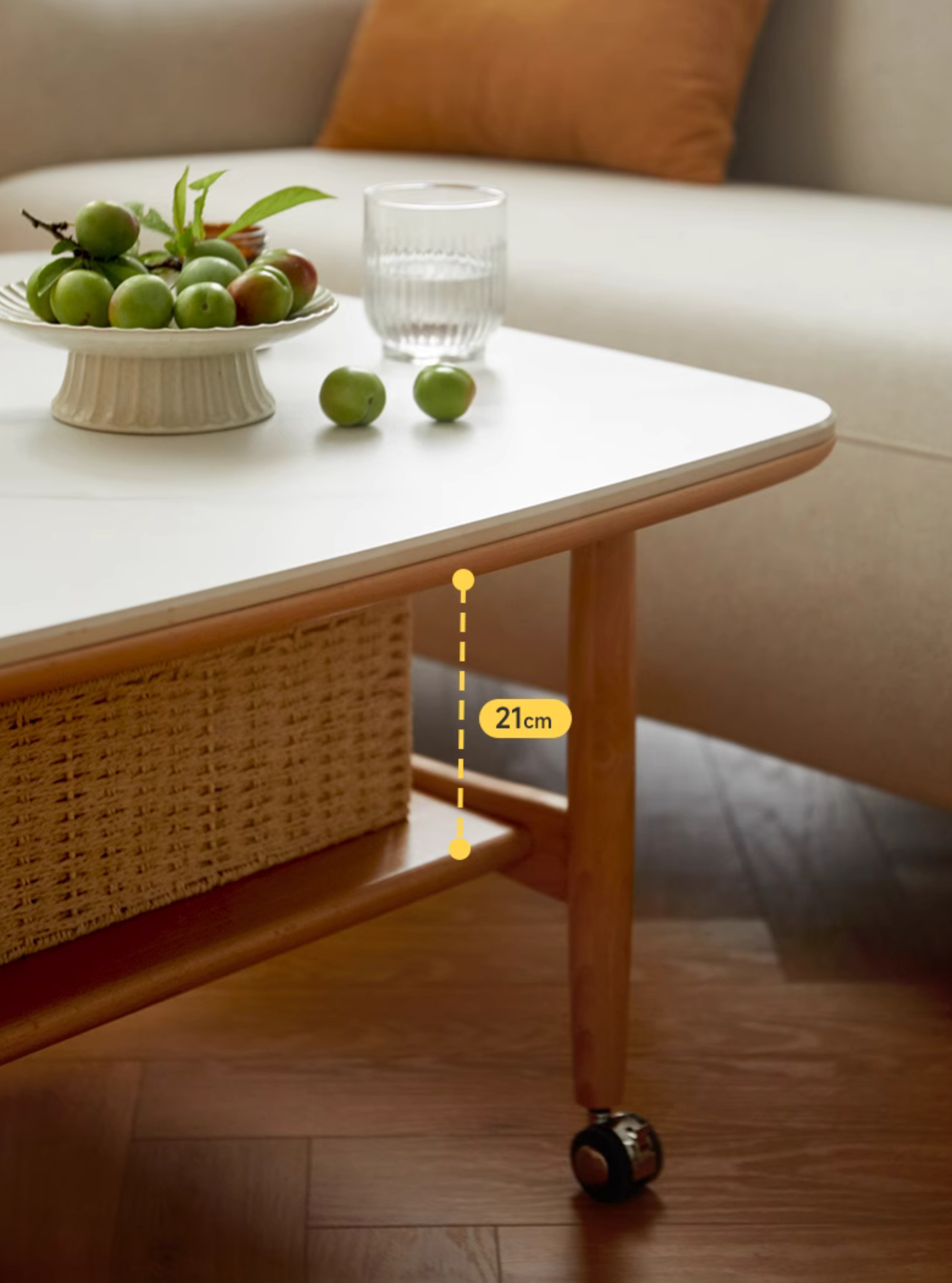 Premium Oak Solid Wood Rocking Tea Table - Handcrafted Rustic Coffee Table for Living Room, Patio & Outdoor Relaxation