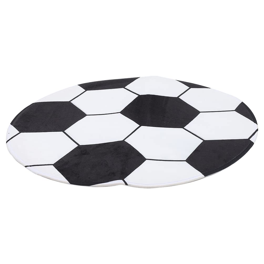 HOMSFOU Soccer Rug - Round Soccer Shaped Floor Mat for Kids Bedroom, Living Room Decor - Non-Slip Chair Cushion & Play Mat - Perfect for Nursery, Game Room, and Sports-Themed Home Decor
