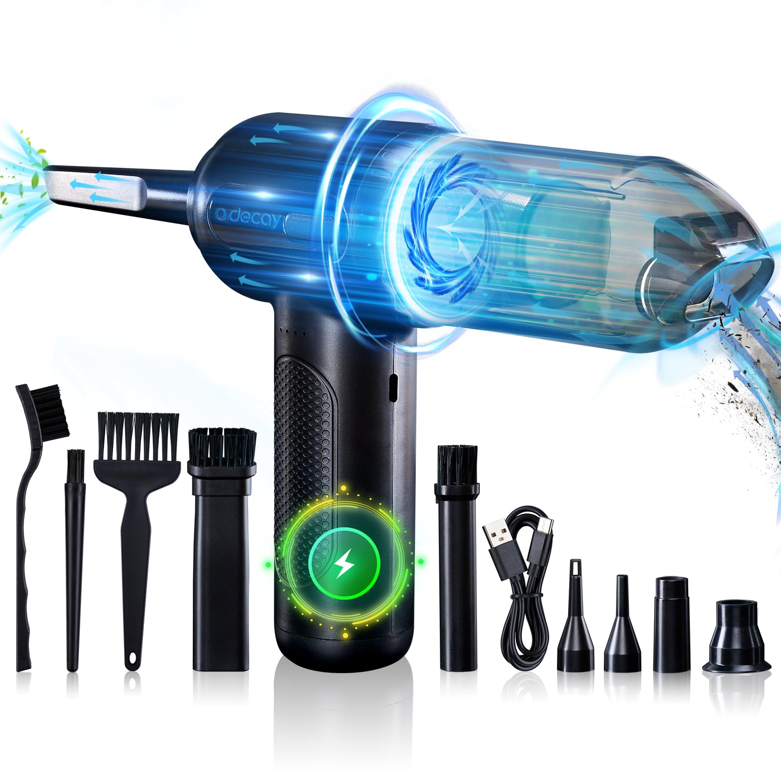 PRO Compressed Air Duster - Electric Keyboard Cleaner & Cordless Air Blower for PC, Laptop, Electronics | Brushless Motor | Perfect for Computer Maintenance, Car Detailing & Home Office Cleaning