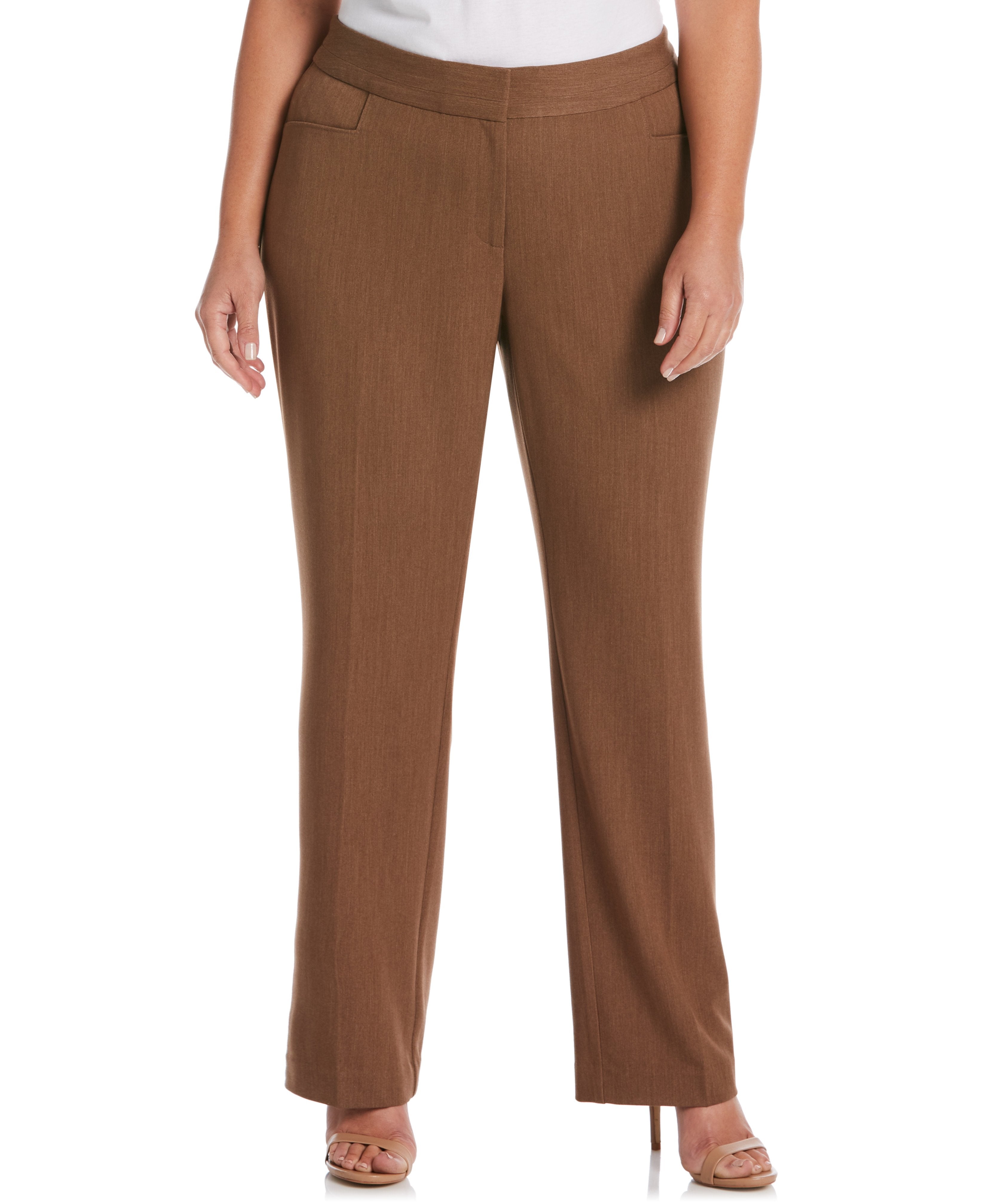 Plus Size Gabardine Straight Leg Pants for Women - Curvy Fit & Comfortable Office Wear | Professional Work Pants for Business Casual Outfits