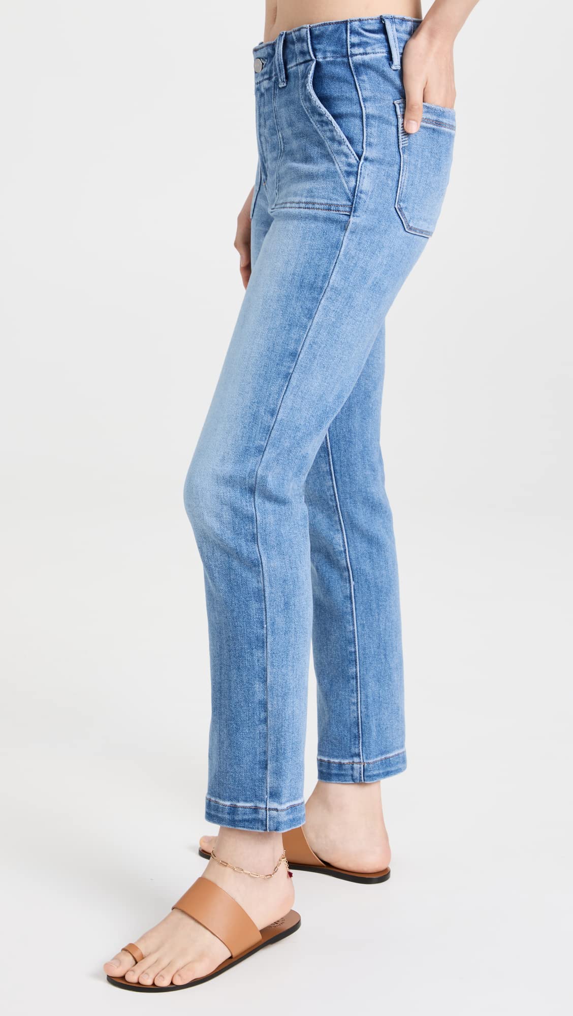 PAIGE Women's Mayslie Straight Ankle Jeans - High Waist Slim Fit Denim Pants for Casual Wear & Everyday Outfits
