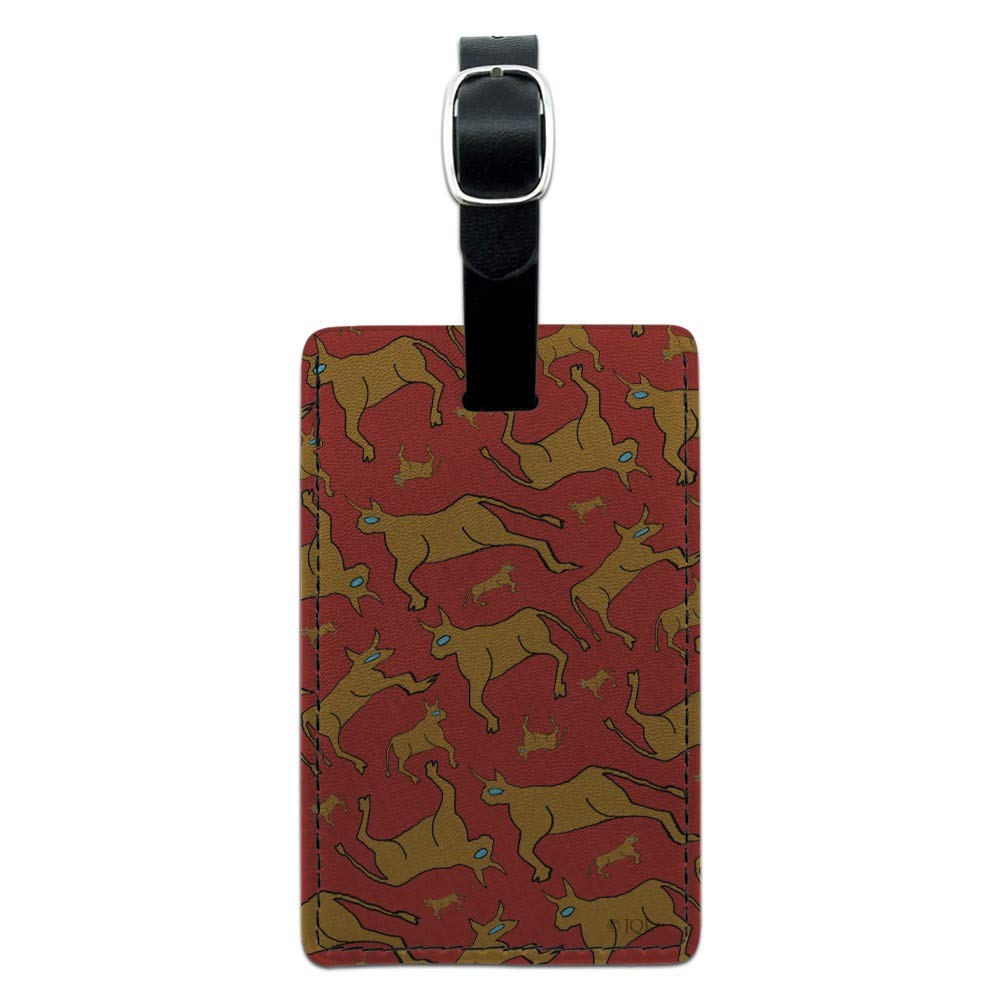 Stylish Rectangle Leather Luggage Tag with Unique Bull Pattern - Durable Carry-On ID Tag for Suitcases, Backpacks & Travel Bags - Perfect for Airports, Business Trips & Vacation Travel