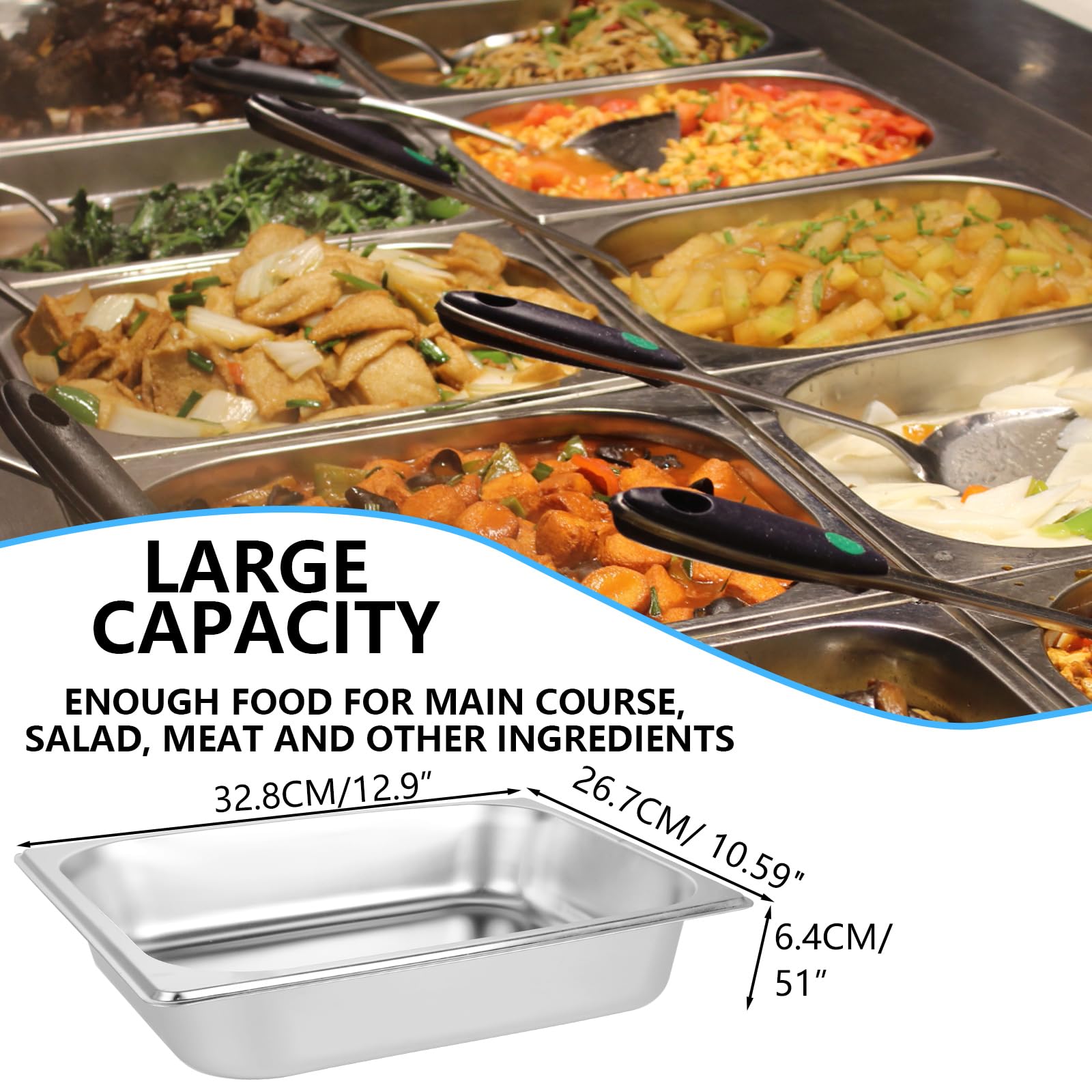 CertBuy 2 Pack Commercial Stainless Steel Half Size Hotel Pans (2.5