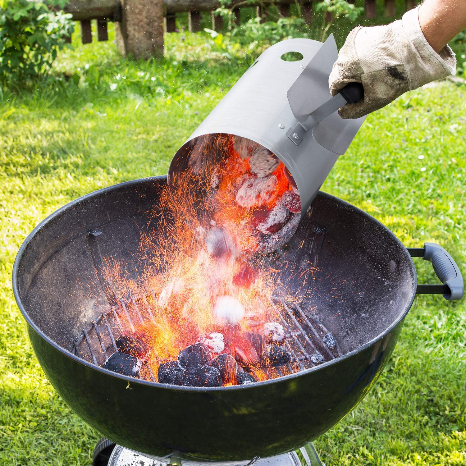 18 Inch Charcoal Grill with Heavy Duty BBQ Charcoal Chimney Starter (11