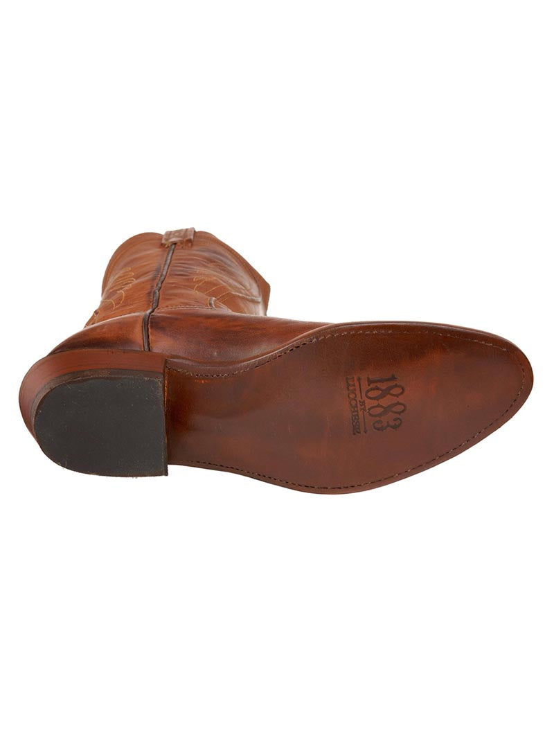 Lucchese N1596.R4 Men's Classic Ranch Hand Leather Boots - Tan Burnished Cowboy Boots for Western Riding & Outdoor Work