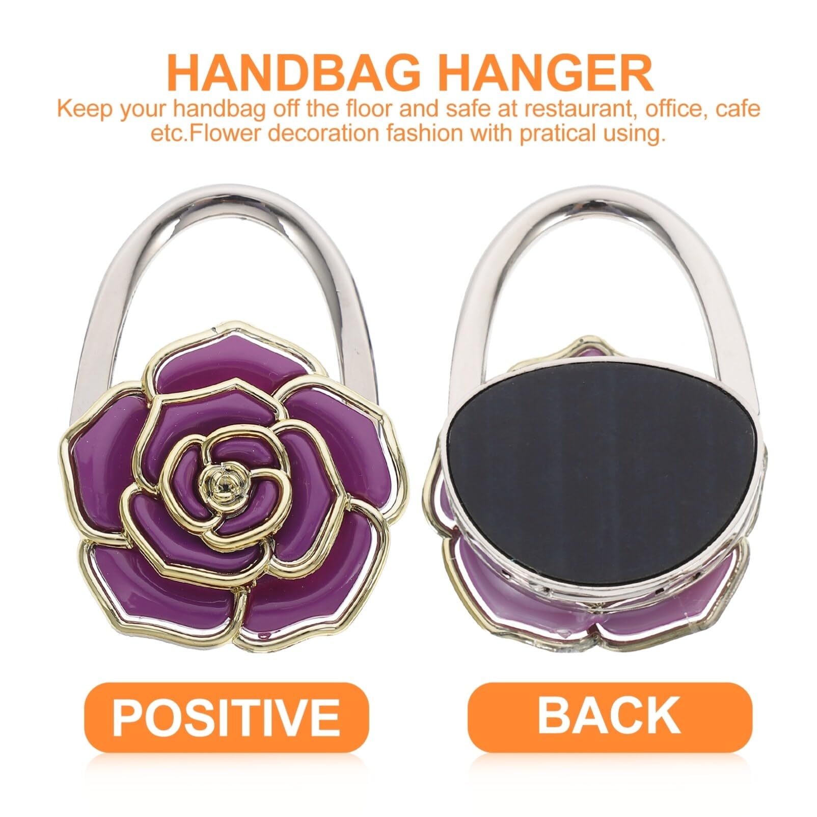 Foldable Purse Hanger Hook - Green Rose Handbag Holder for Women | Durable Table Hanger for Desk, Restaurant & Travel | Keep Your Bag Clean & Secure