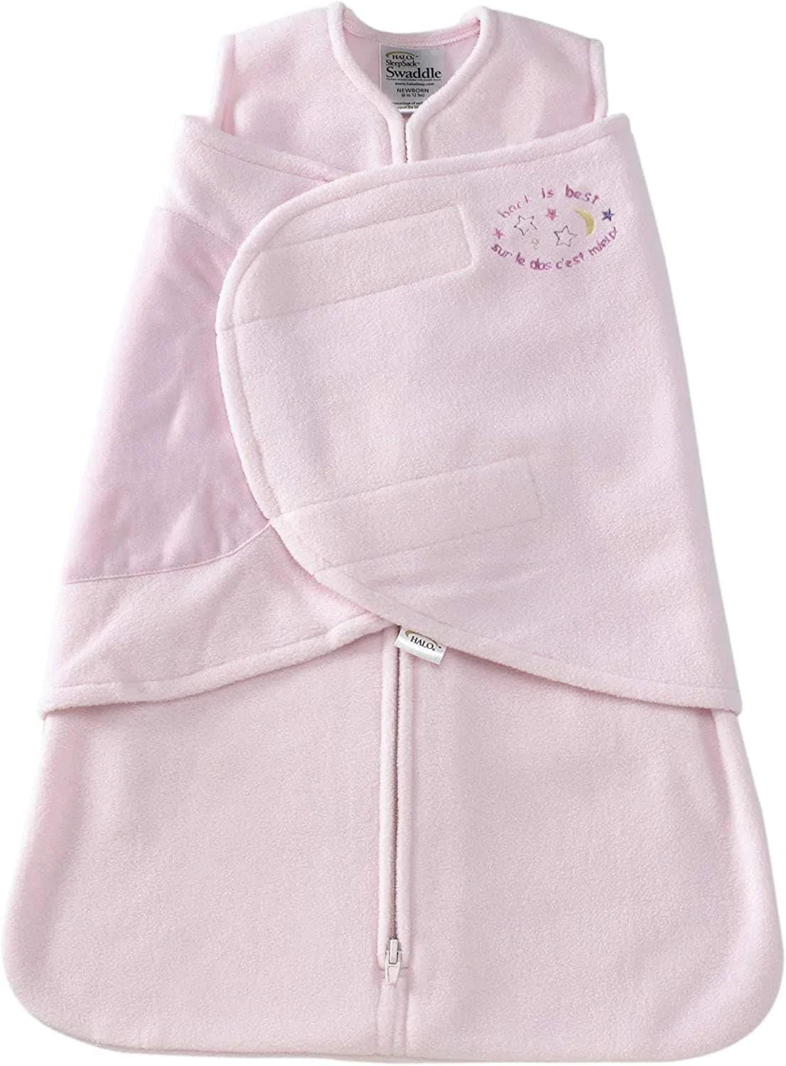 Halo Micro Fleece Sleepsack Swaddle (3.0 TOG) - Pink Baby Swaddle Blanket for Newborns & Infants | Soft & Warm Sleepwear for Cozy Nights & Safe Sleeping