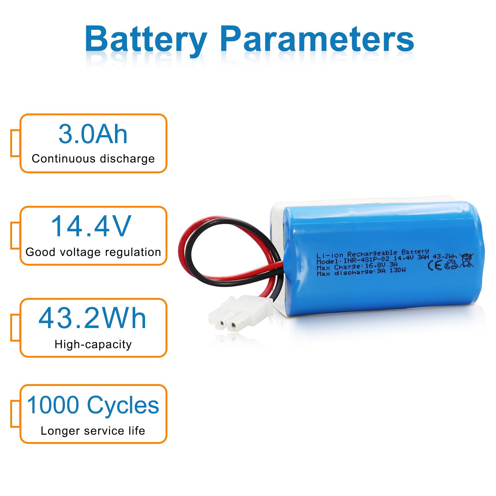 KBT 14.4V 3000mAh Replacement Battery for ILIFE A4s/A4s Pro/A6/A7/A8/A9 Robot Vacuum - High Capacity Long Lasting Power for Smart Home Cleaning Robots - Perfect for Hard Floors, Carpets & Pet Hair Removal