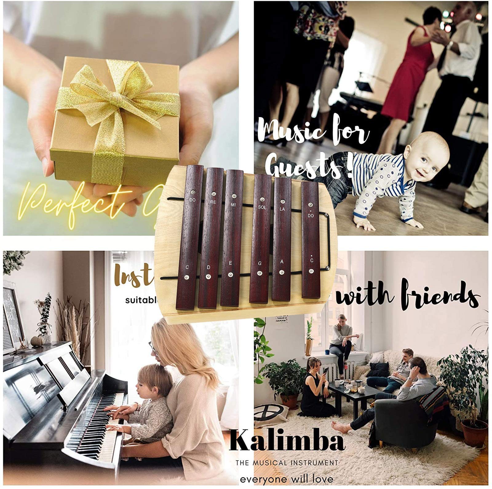 6-Note Wooden Xylophone Percussion Instrument with 2 Mallets & Carry Bag - Educational Musical Toy for Kids & Adults - Perfect for Music Class, Home Play & Gift Giving