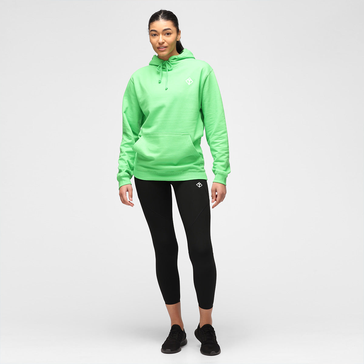 Lime Green Diamond Pattern Hoodie for Men & Women - Cozy Pullover Sweatshirt for Casual Wear, Street Style & Outdoor Activities