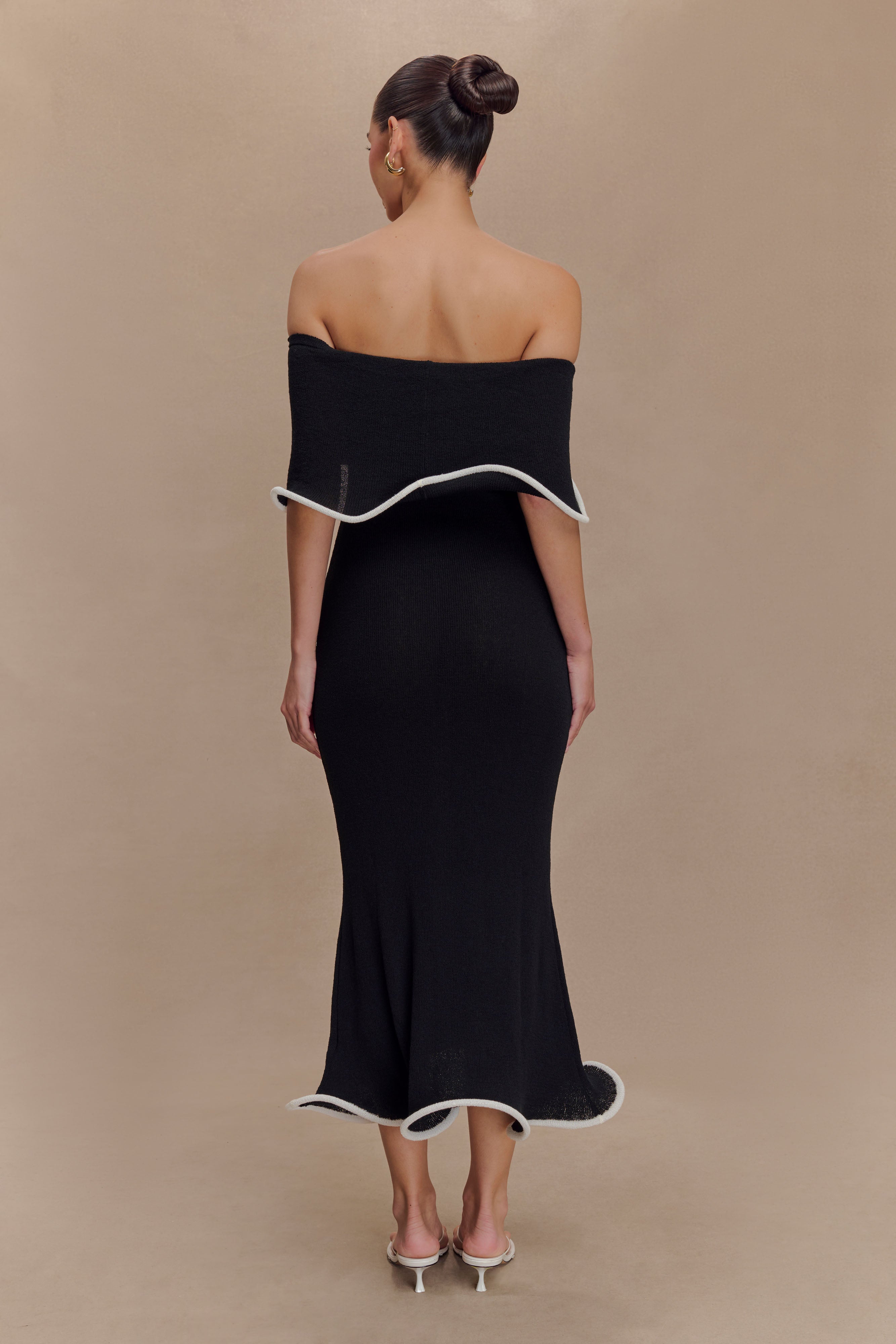 Stylish Molly Off Shoulder Knit Midi Dress for Women - Black & White Options - Perfect for Date Night, Parties & Summer Outings
