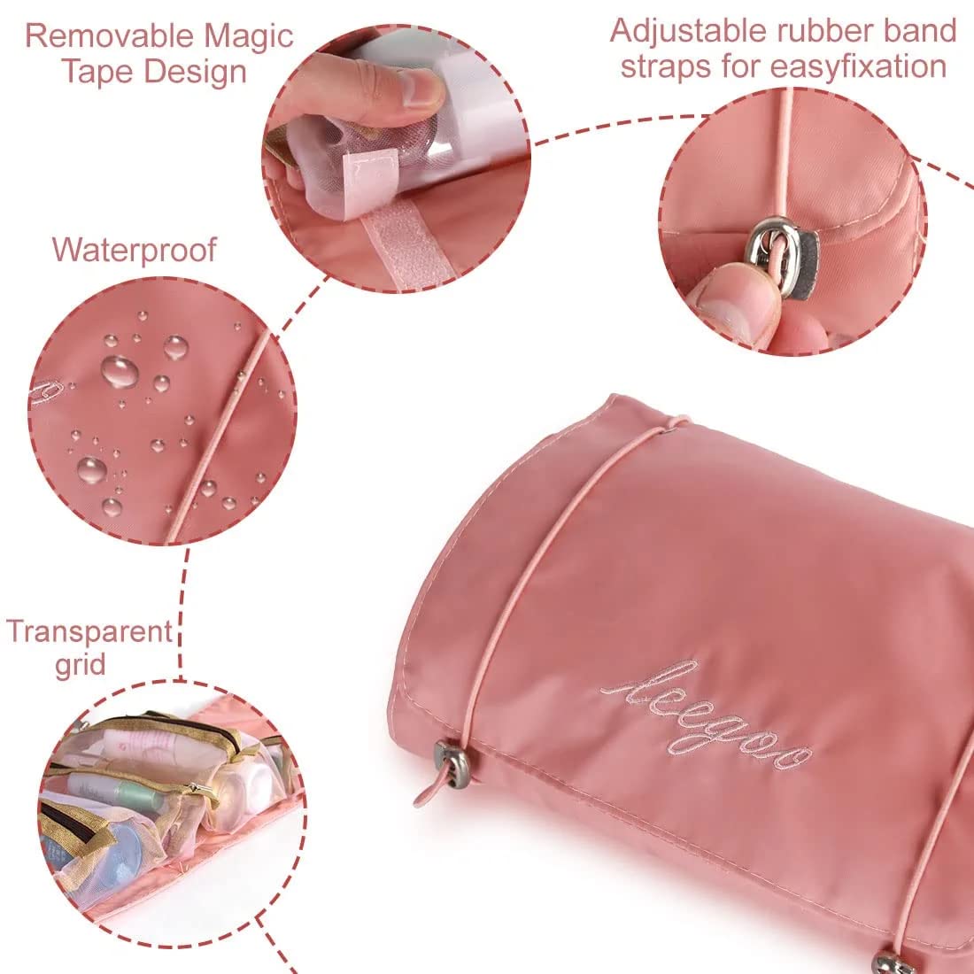 LOCANS 4-in-1 Clear Makeup Bag with Zipper - Large Capacity Cosmetic Organizer for Women, Foldable Travel Makeup Pouch for Brushes & Accessories - Perfect for Travel, Gym & Daily Beauty Storage