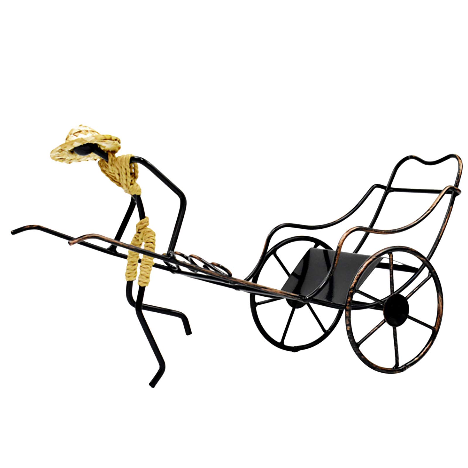 Vintage Chinese Style Iron Wine Rack - Rustic Rickshaw Design Wine Shelf for Dining Table Decor, Home Bar & Kitchen Storage (Black) | Perfect for Wine Collectors & Home Furnishings