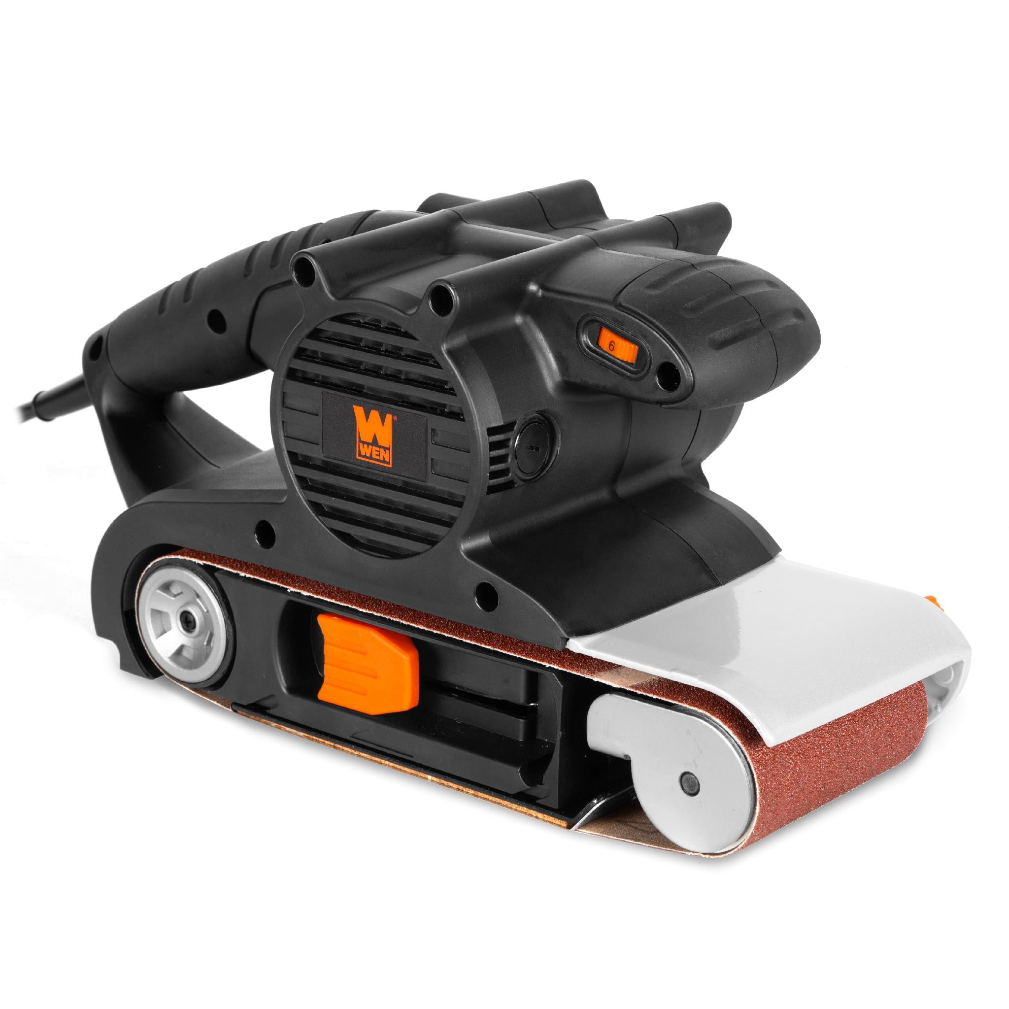 WEN HB424V 10 Amp 4x24 Inch Variable Speed Belt Sander - Handheld & Benchtop Dual Use for Woodworking, Metal Sanding & DIY Projects