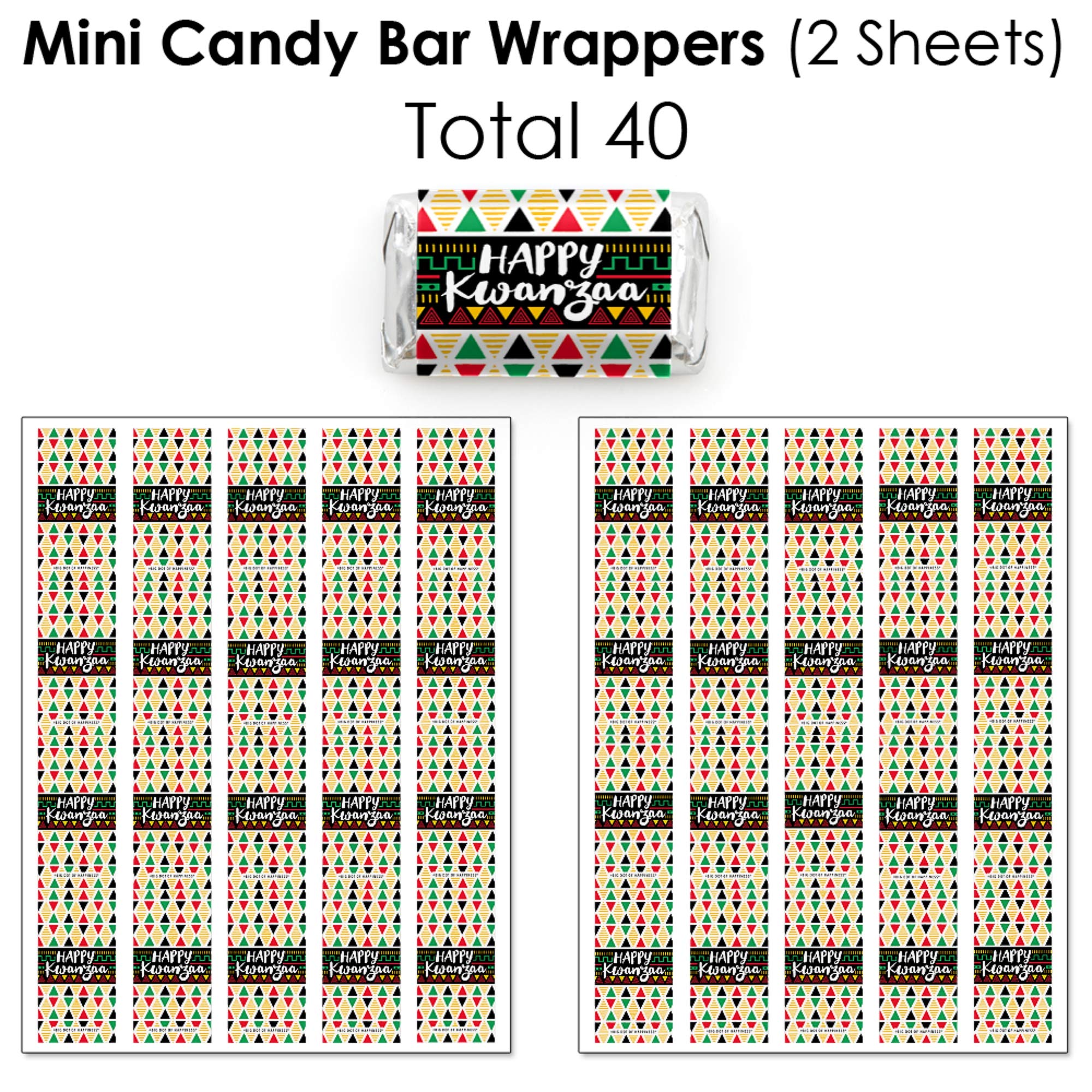 Happy Kwanzaa Candy Wrappers & Stickers Kit - 304pcs African Heritage Holiday Candy Favor Supplies with Mini Bar Wrappers & Round Stickers - Perfect for Kwanzaa Celebrations, Classroom Activities & Cultural Events