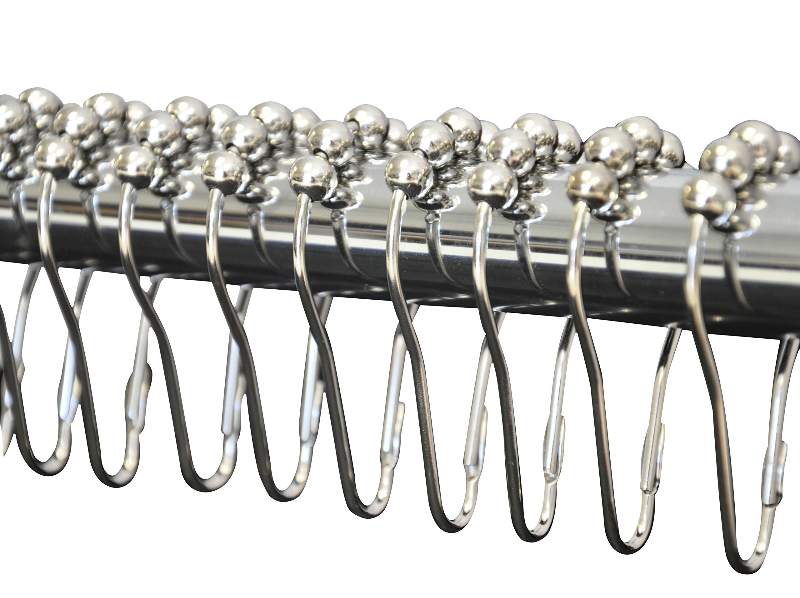 Heavy Duty Roller Shower Curtain Rings - Set of 12 Chrome Roller Hooks for Bathroom, Clipperton Roller Rings - Smooth Gliding Shower Curtain Hooks for Easy Opening & Closing | Perfect for Bathroom, Spa, or Hotel Use