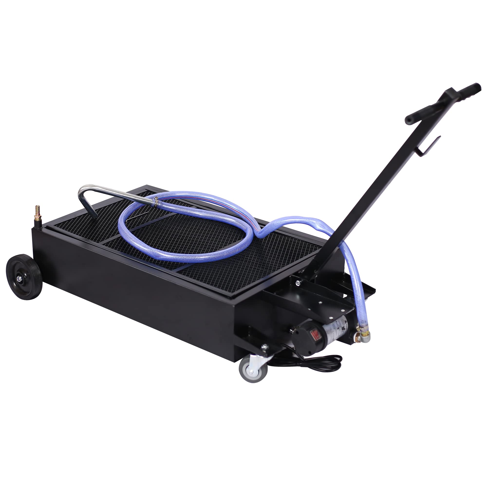 20 Gallon Electric Oil Drain Pan with Pump - Low Profile Portable Oil Change Pan for Trucks & Vehicles - Includes T-Handle, Wheels & 7ft Hose - Ideal for DIY Auto Maintenance & Professional Garage Use