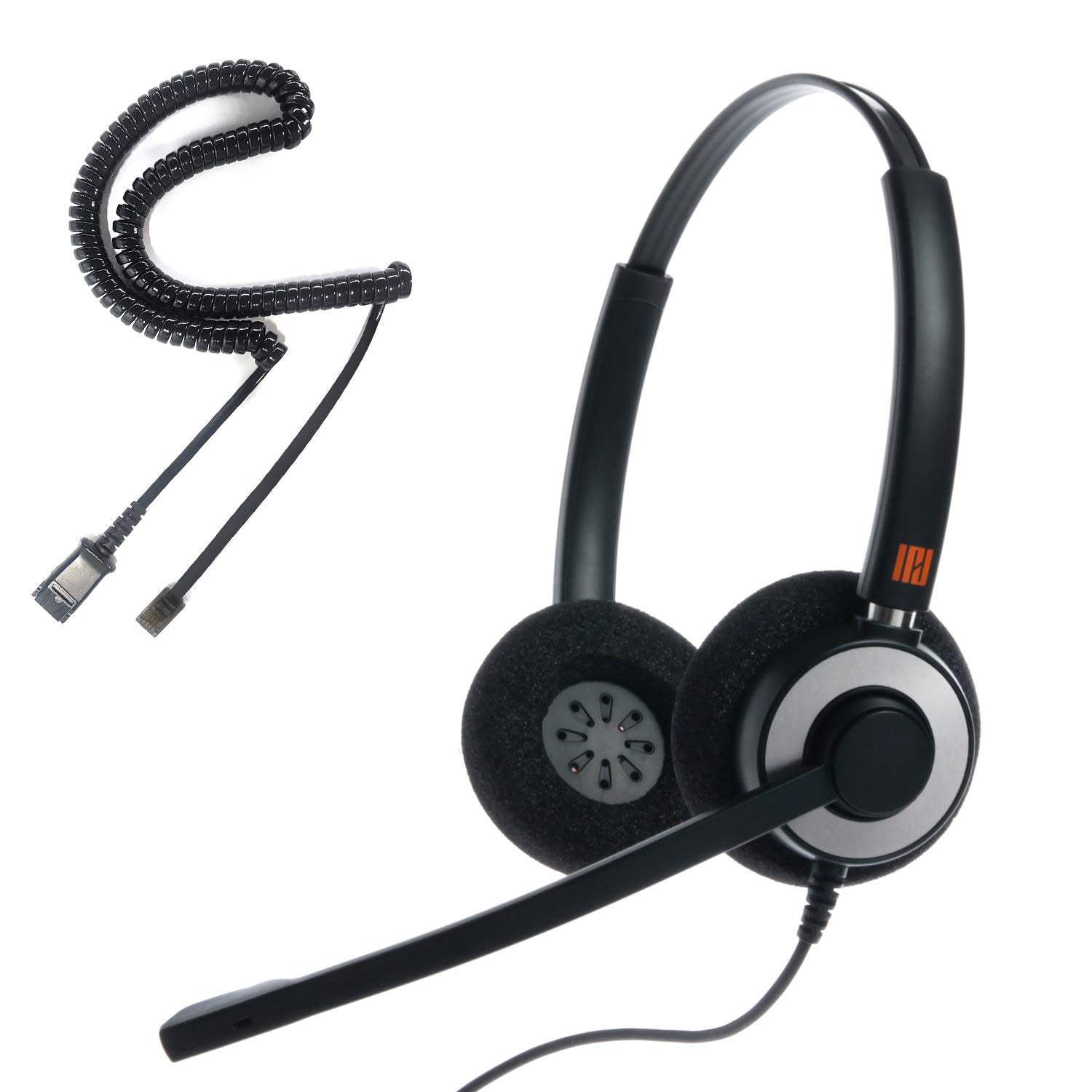 IPD IPH-165 Noise Cancelling Office Headset with Microphone - Compatible with Polycom VVX, Aastra, Avaya, Nortel, Samsung & Mitel Landline Phones - Perfect for Call Centers, Remote Work & Business Communications