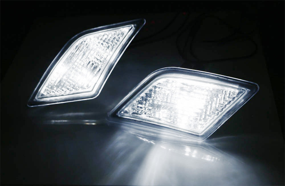 Clear Lens White LED Side Marker Lights for 2008-2011 Mercedes W204 Pre-LCI C-Class - Enhance Visibility & Style for Night Driving & Car Shows