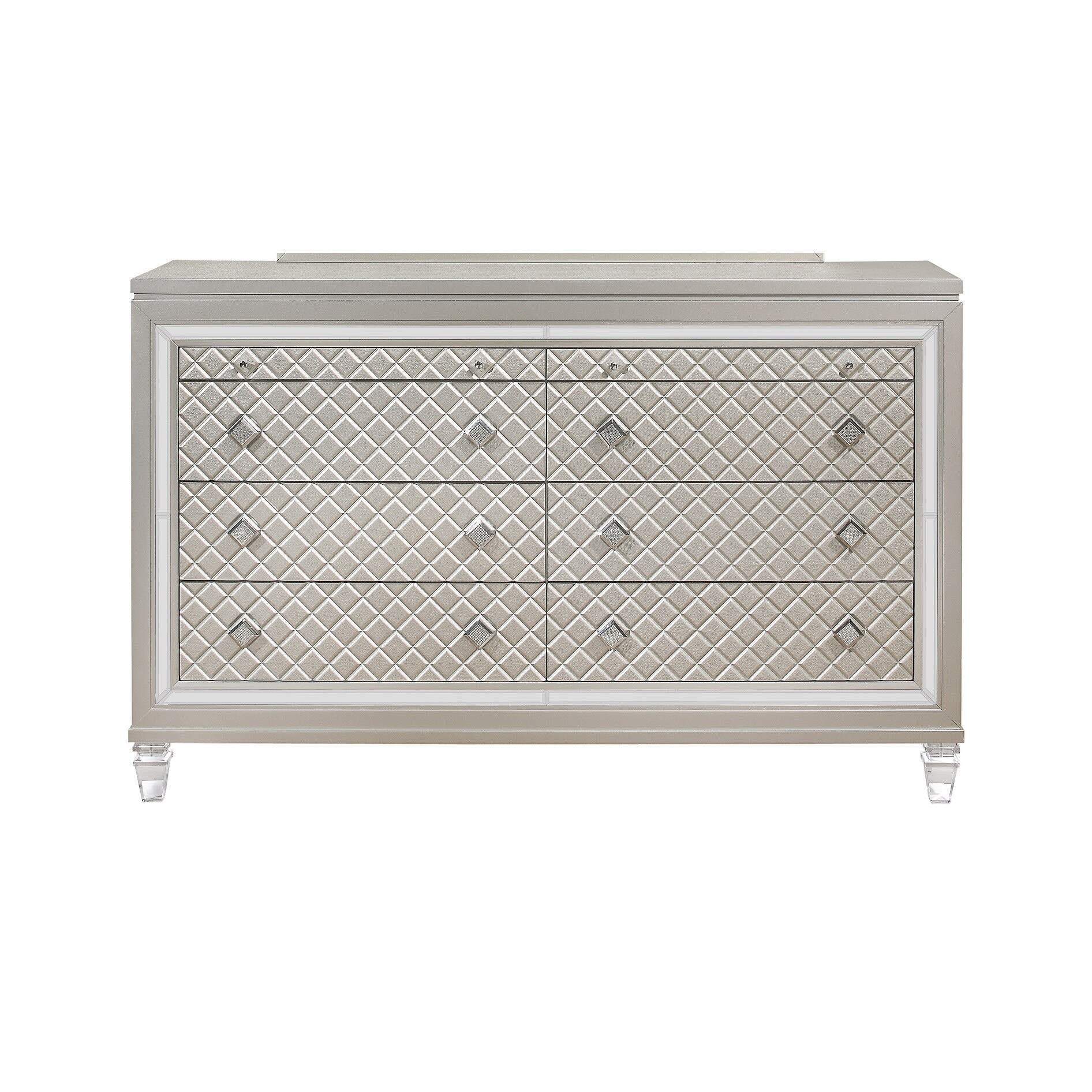 Global Furniture USA 8-Drawer Champagne Paris Dresser - Elegant Bedroom Storage Solution (Mirror Sold Separately) | Perfect for Master Bedrooms, Guest Rooms & Apartment Organization