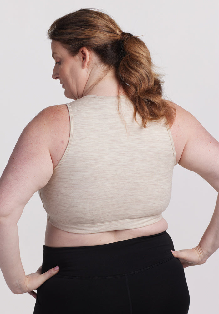Mila Bra - Comfortable Wireless Bralette in Cream Heather - Perfect for Yoga, Lounge & Everyday Wear