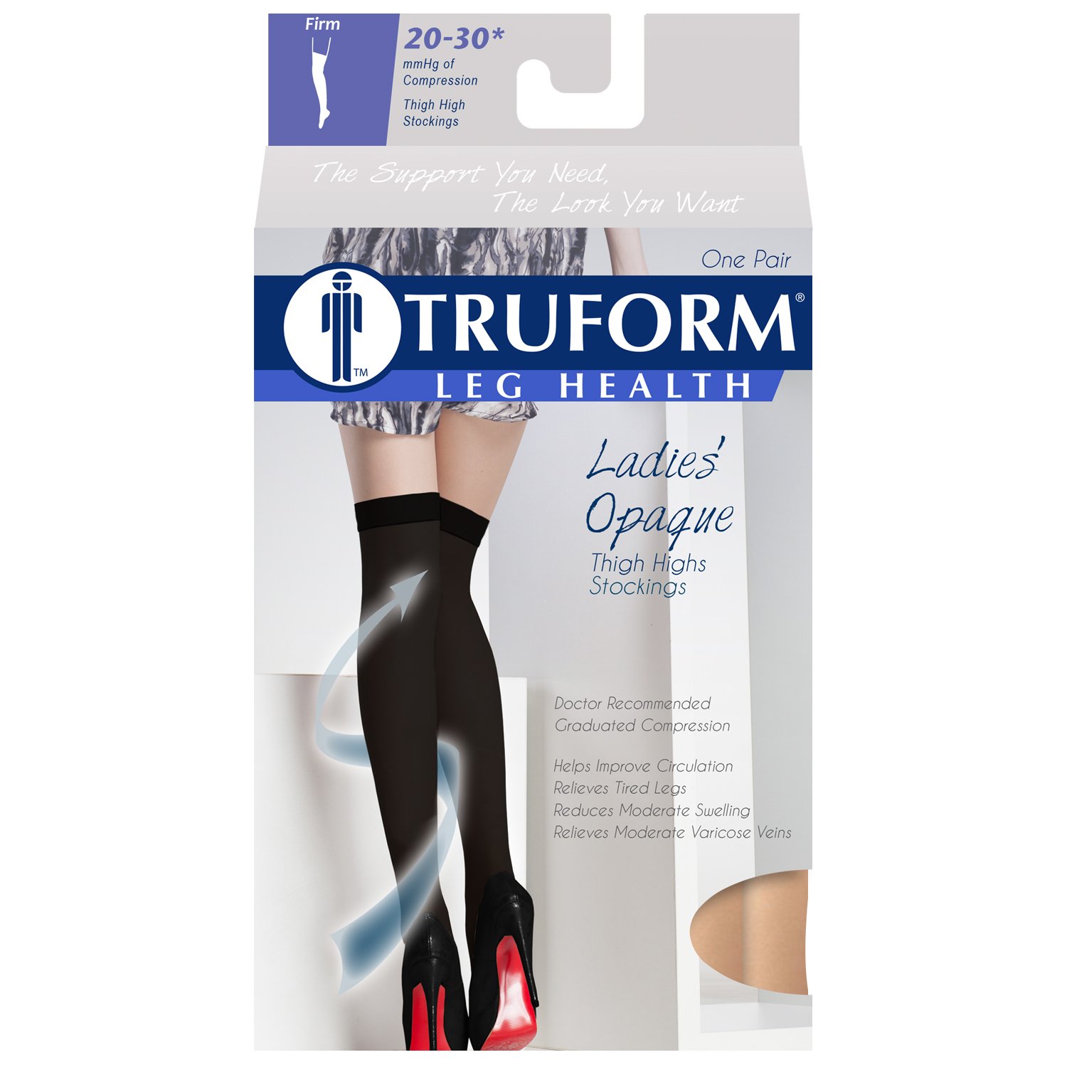 Truform Women's Thigh High Open Toe Compression Stockings - 20-30mmHg Gradient Support for Varicose Veins & Swelling Relief - Perfect for Travel, Pregnancy & Nurses on Feet All Day