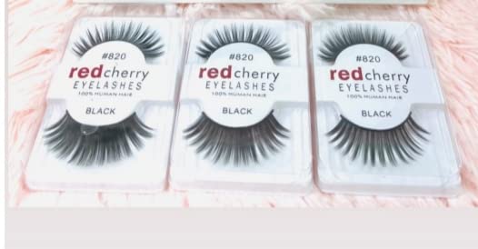 Red Cherry 3D Eyelashes - 100% Handmade Synthetic Fiber Lashes, Natural & Soft (Pack of 12) for Dramatic Eye Makeup & Special Occasions
