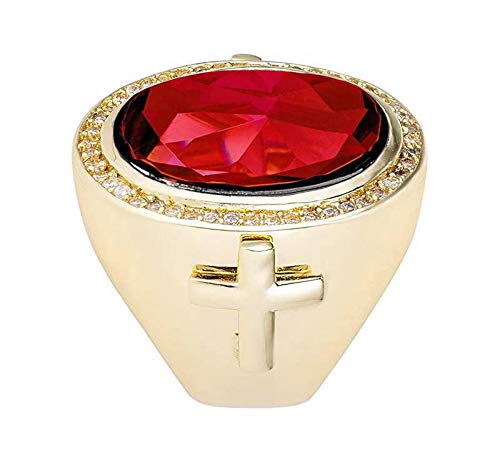14K Gold Plated Cubic Zirconia Bishop Cross Ring for Women - Elegant Religious Jewelry Gift for Christmas, Baptism & Church Occasions
