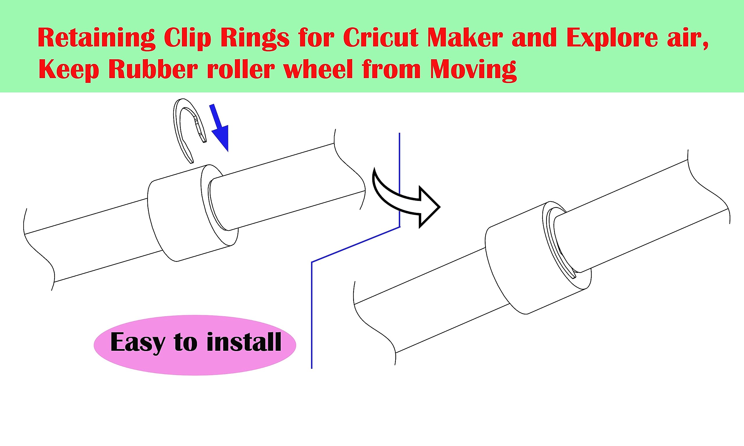 12-Piece Retaining Clip Rings for Cricut Maker & Explore Air - Secure Rubber Roller Wheels, Prevent Movement - Perfect for DIY Crafting, Vinyl Cutting, and Scrapbooking Projects