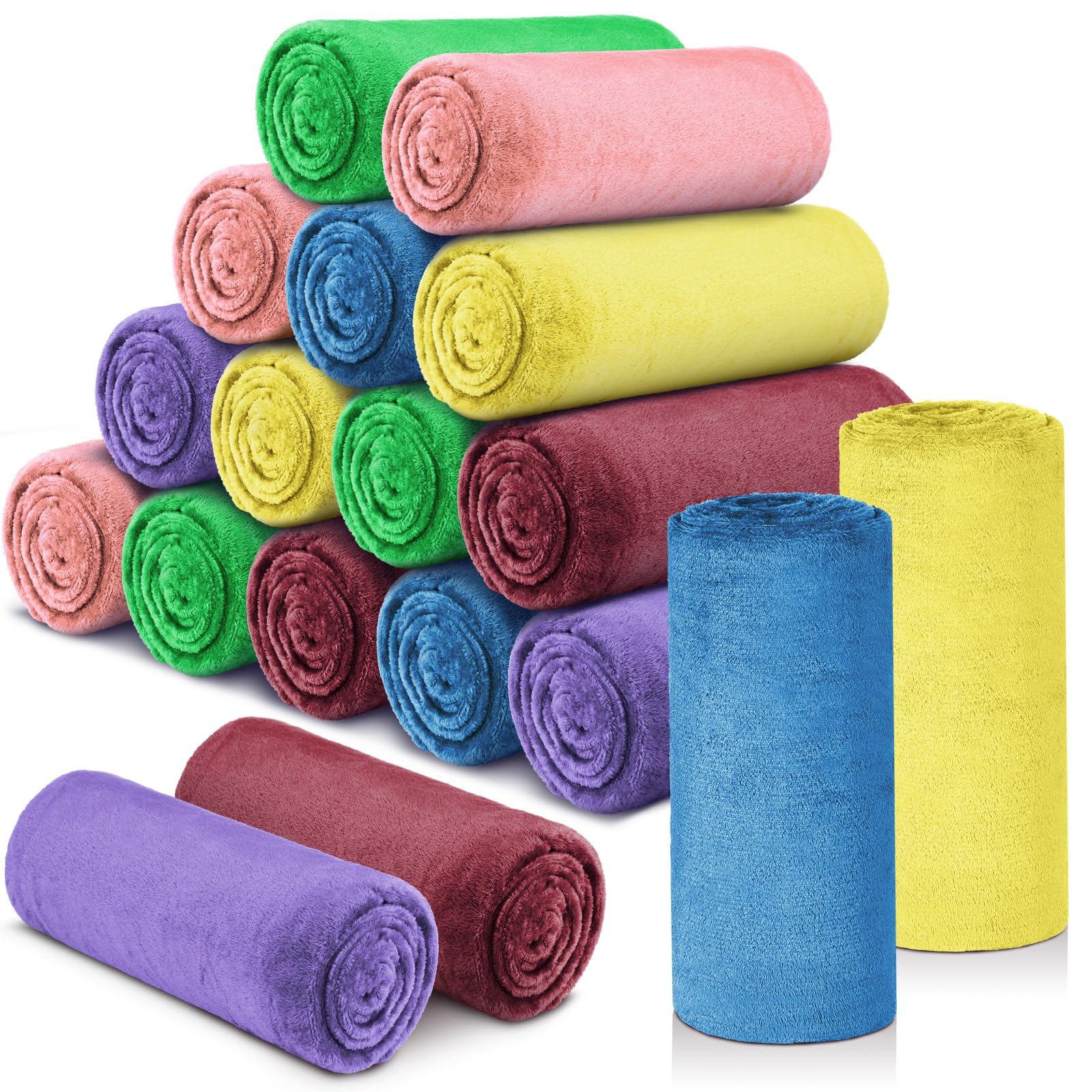 18-Piece Bulk Fleece Blankets Set - 50 x 60 Inch Soft Lightweight Flannel Throws for Wedding Guests, Home, Couch, Sofa & Bed - Perfect for Gifts, Outdoor Use & Cozy Nights (Multi-Color)