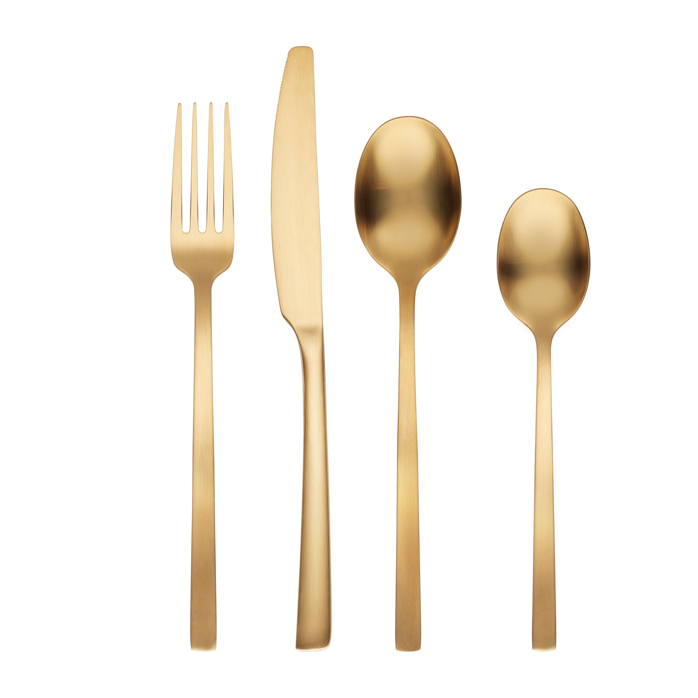 Beacon Gold Satin 16-Piece Flatware Set - Elegant Stainless Steel Cutlery for Fine Dining, Weddings & Special Occasions