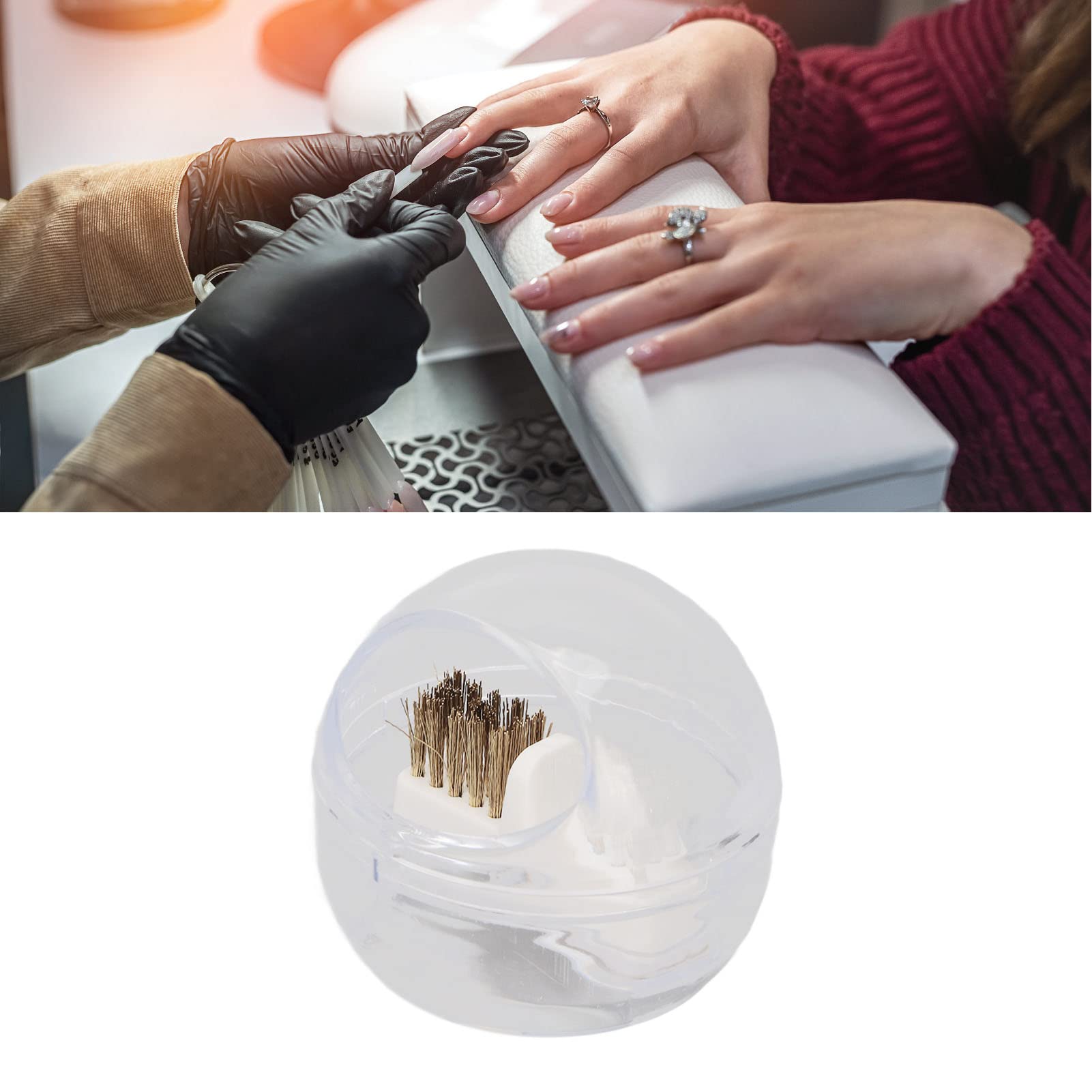 EXCLUZO Nail Tips Cleaning Box - Transparent Brush Organizer for Home & Salon Use